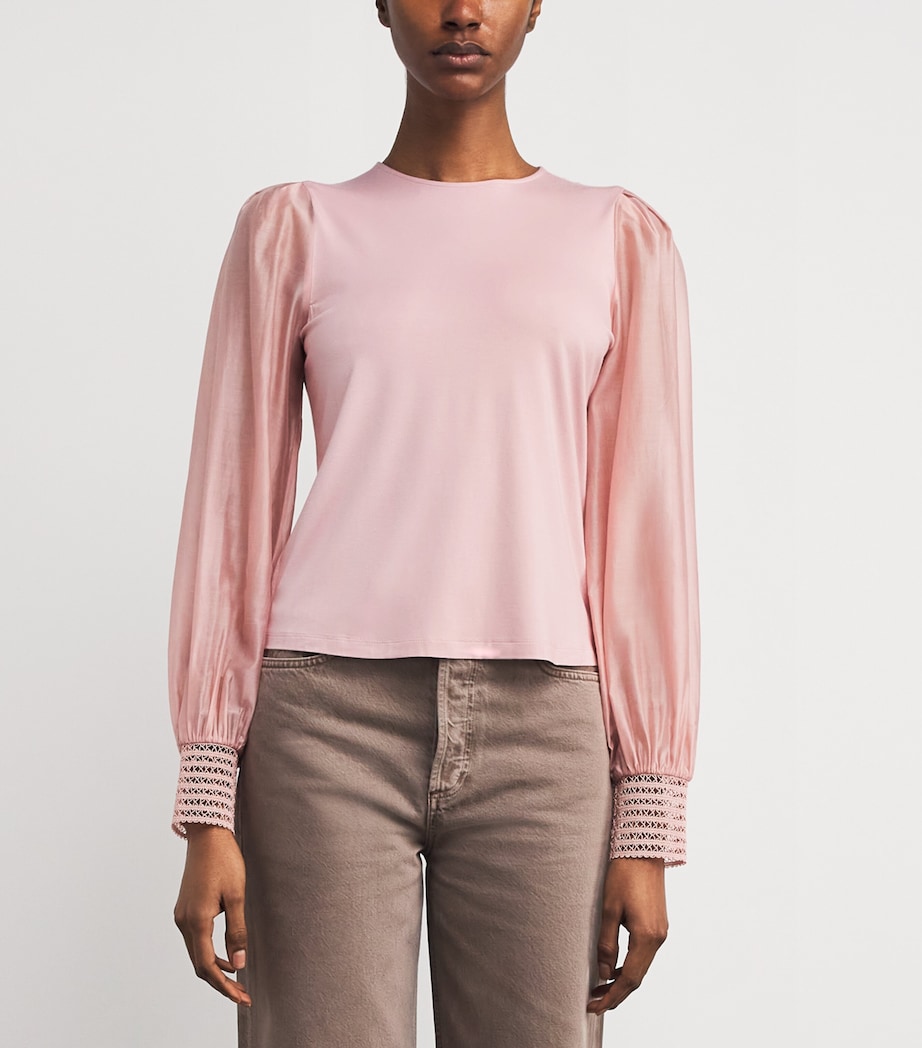 Balloon Sleeve Blouse SMOKE PINK Image 3