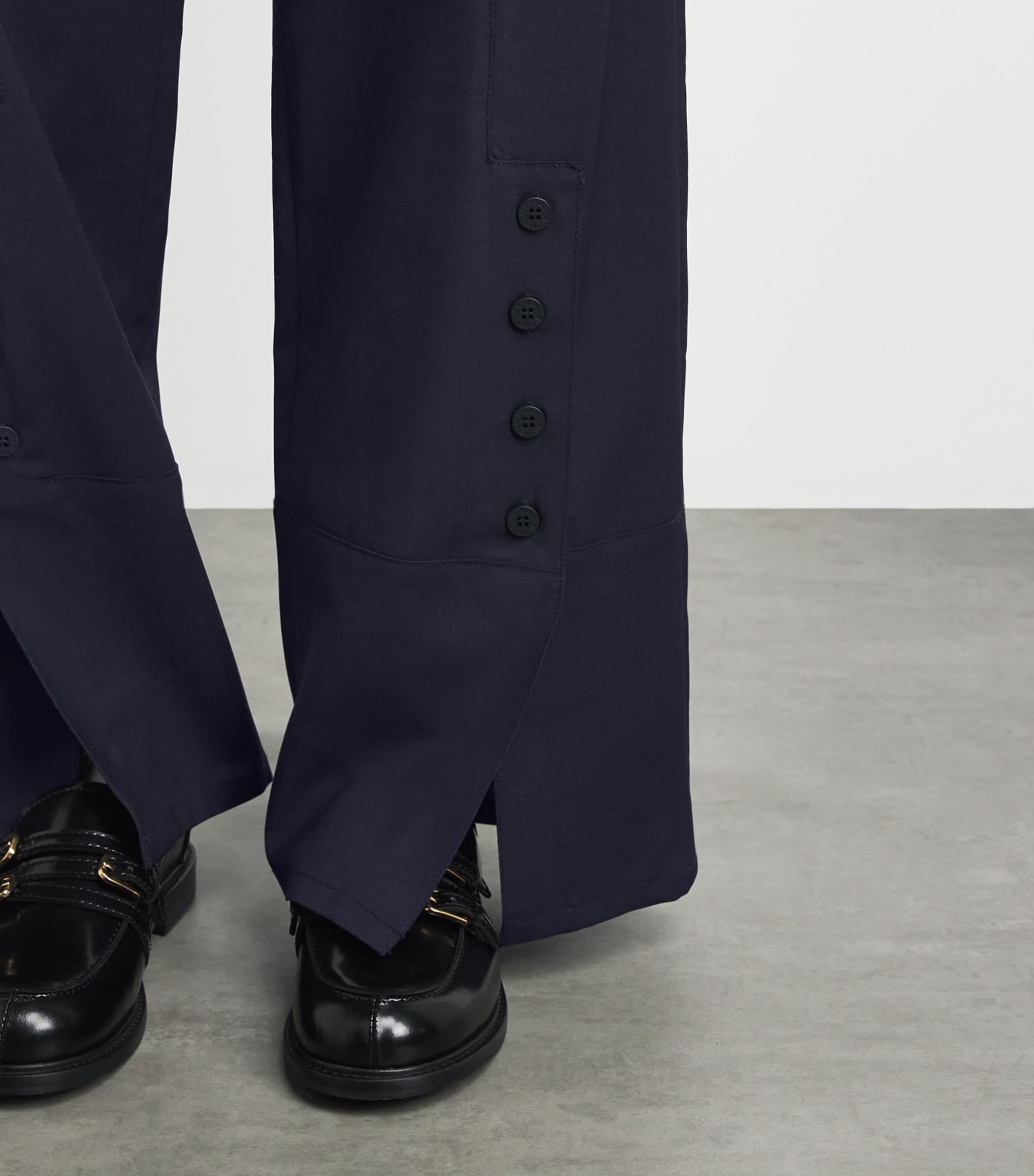 Claudie Pierlot Womens Wool-Blend Straight Trousers Navy Image 3