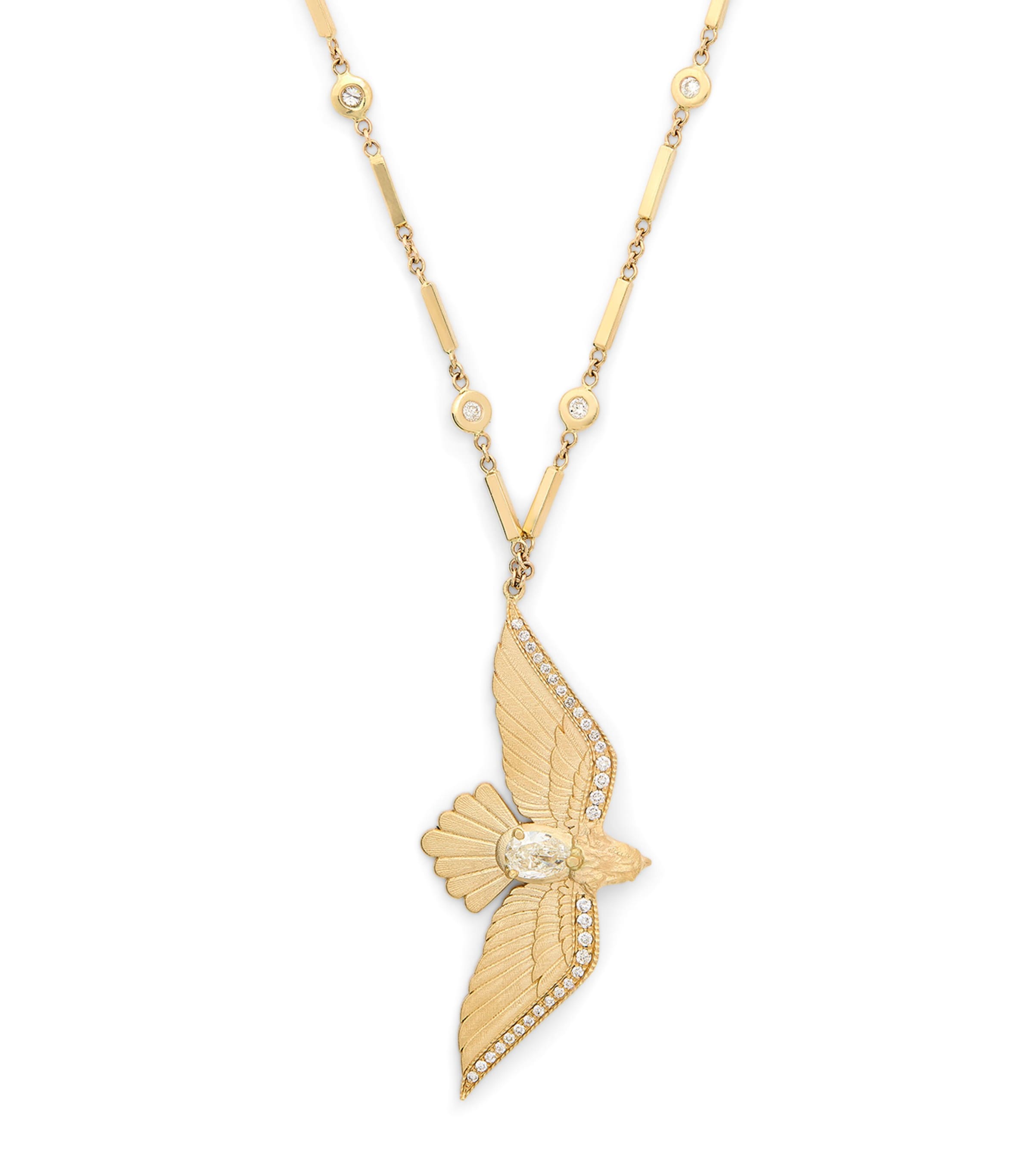 Jacquie Aiche Yellow Gold And Diamond Bird Necklace