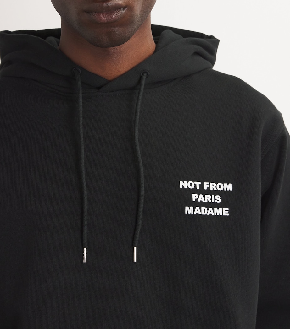 Cotton Slogan Hoodie BLACK Image 6
