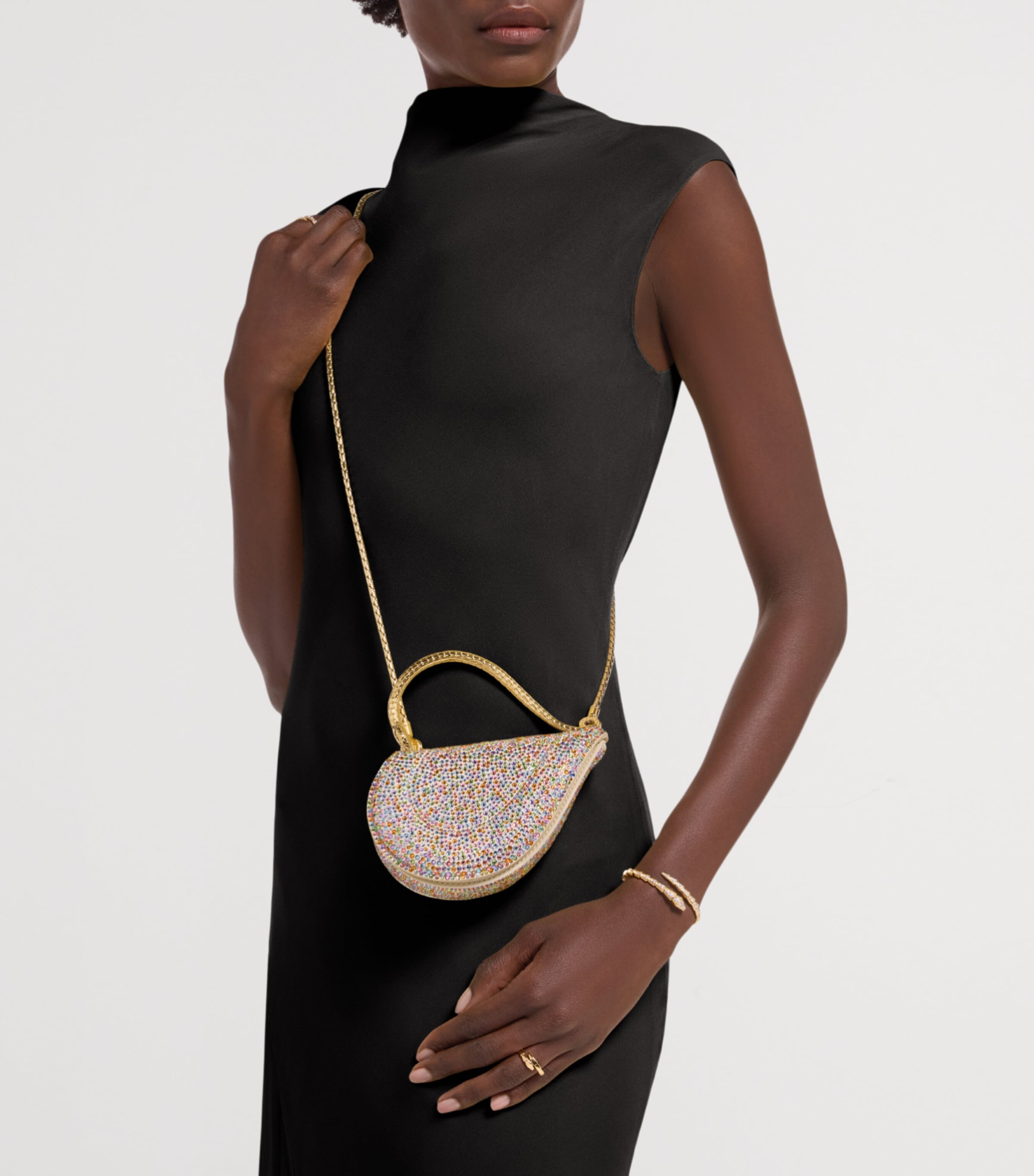 Bvlgari Mini Crystal-Embellished Serpenti Cuoricino Top-Handle Bag Image 3