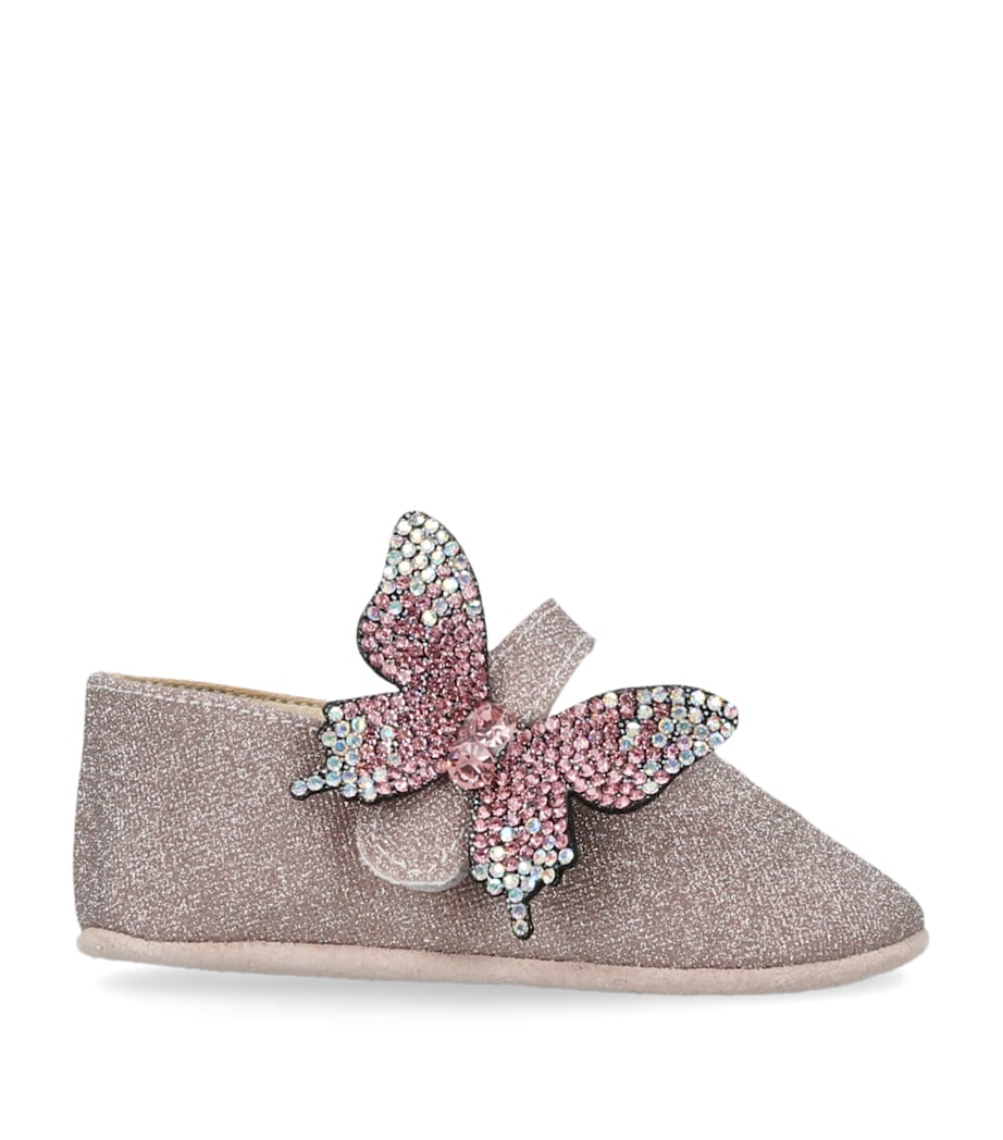 BabyWalker Crystal Butterfly Ballet Flats Pale Pink Image 1