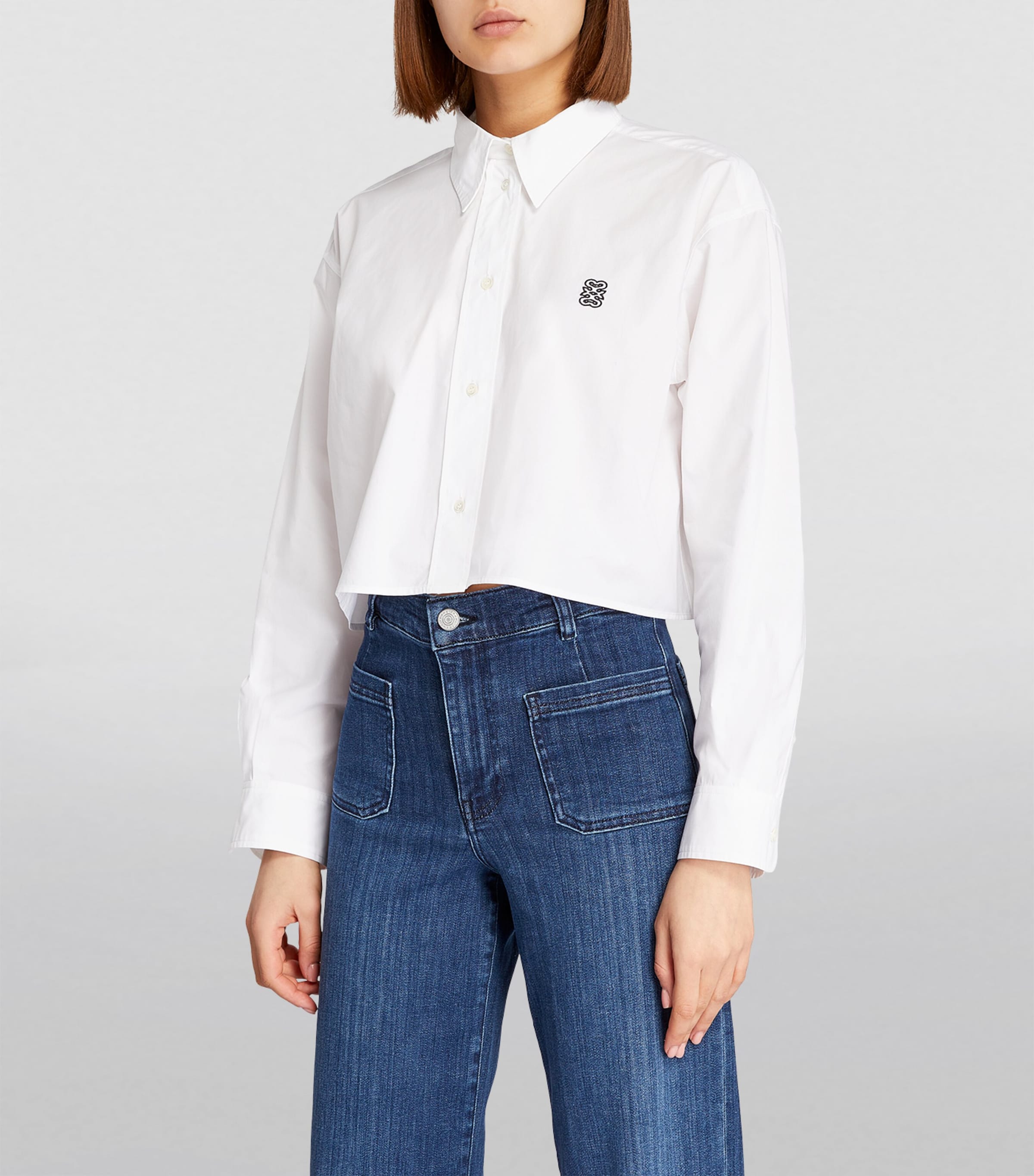 Cotton Logo Cropped Shirt WHITE Image 3