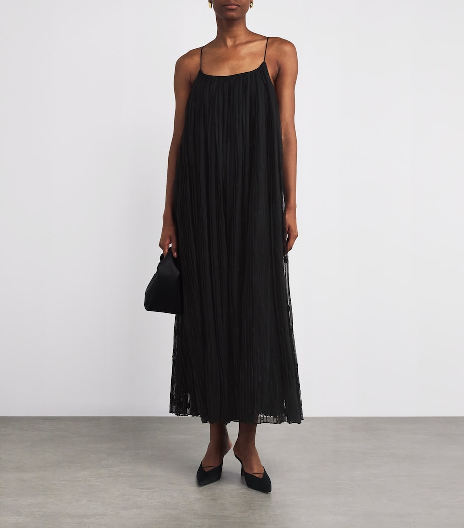 Tulle Floral Maxi Dress 001 BLACK Image 2