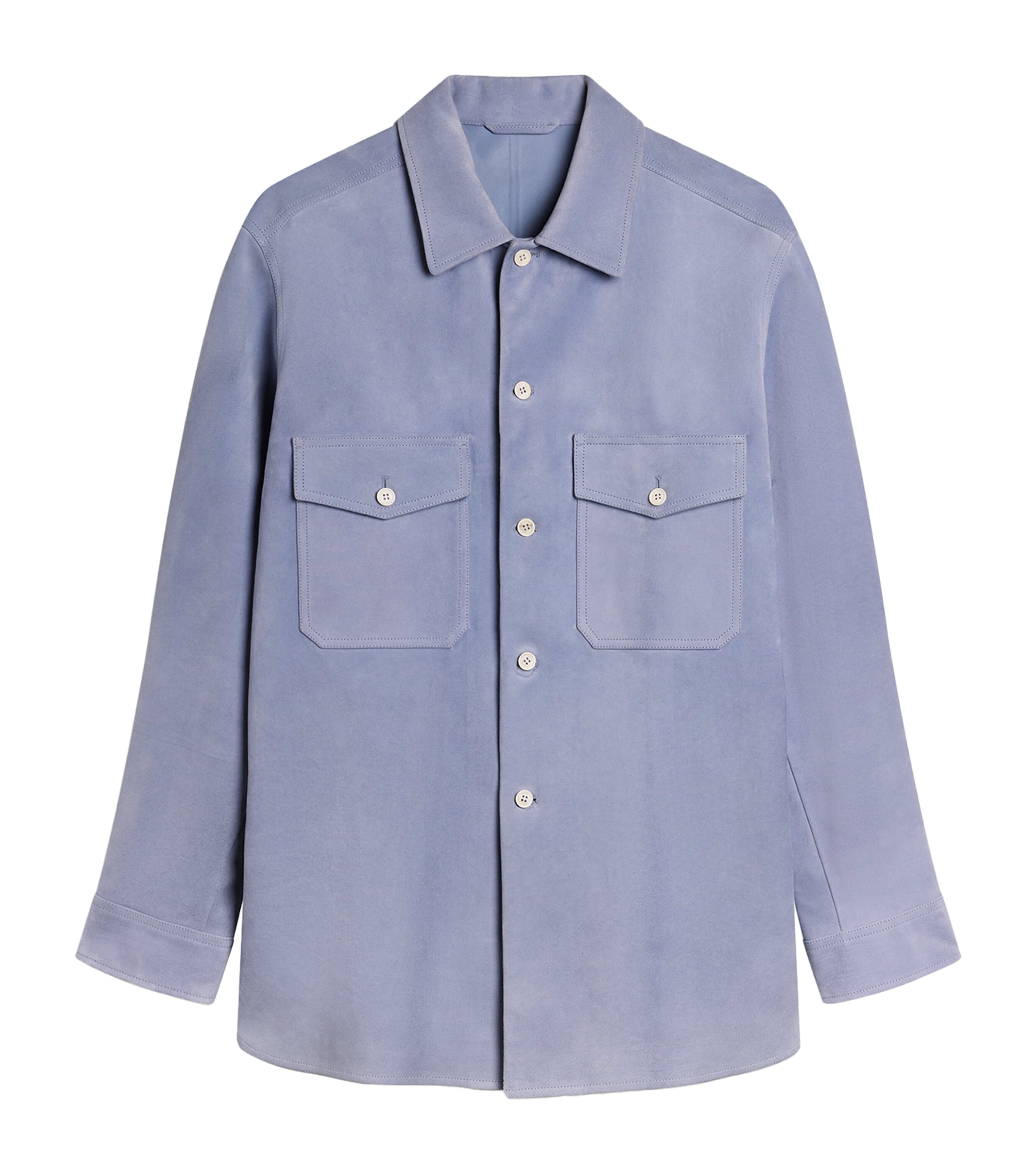 Dunhill Mens Suede Overshirt Lilac Image 1