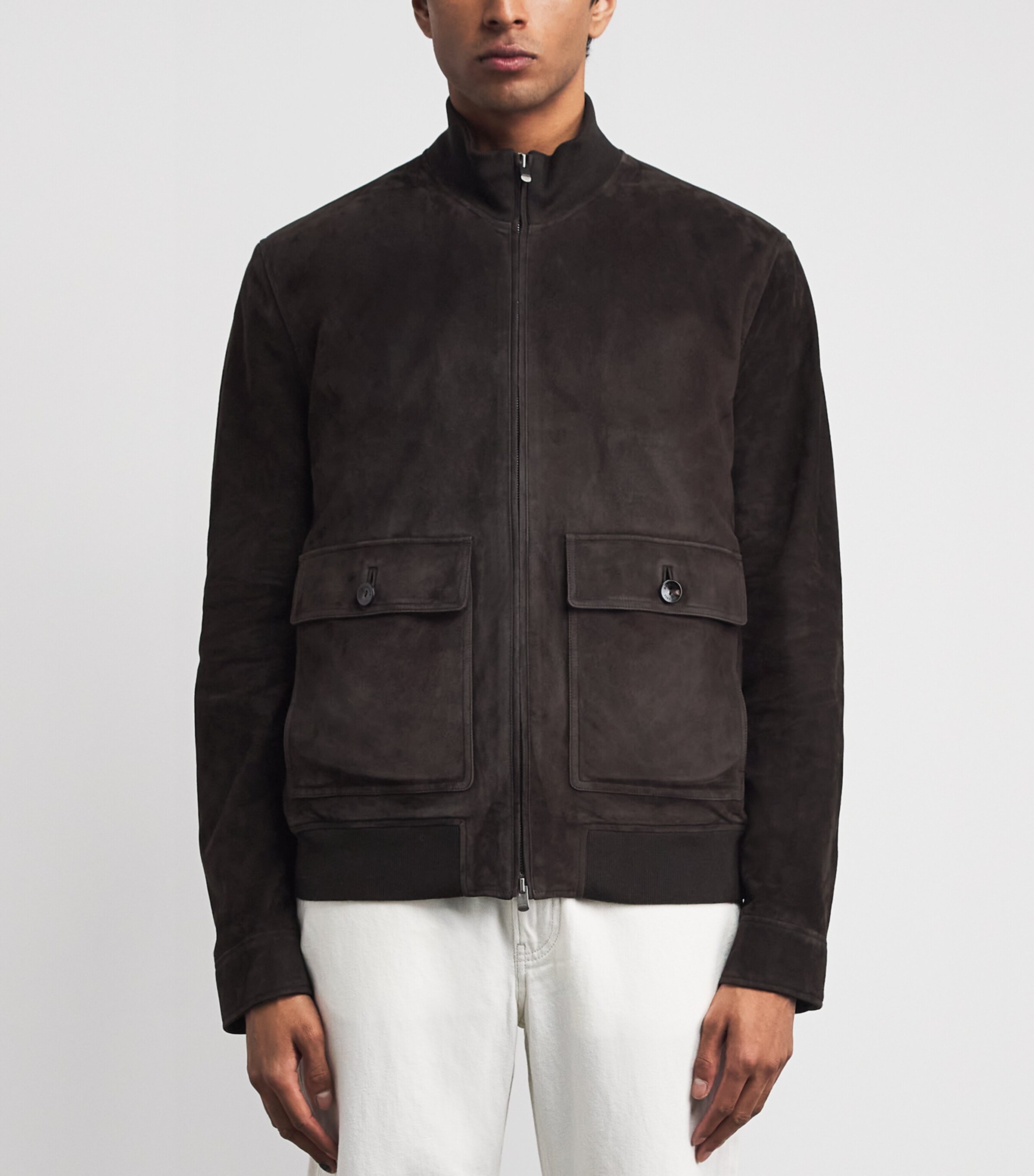 Agnona Mens Suede Jacket Brown Chocolate Image 4