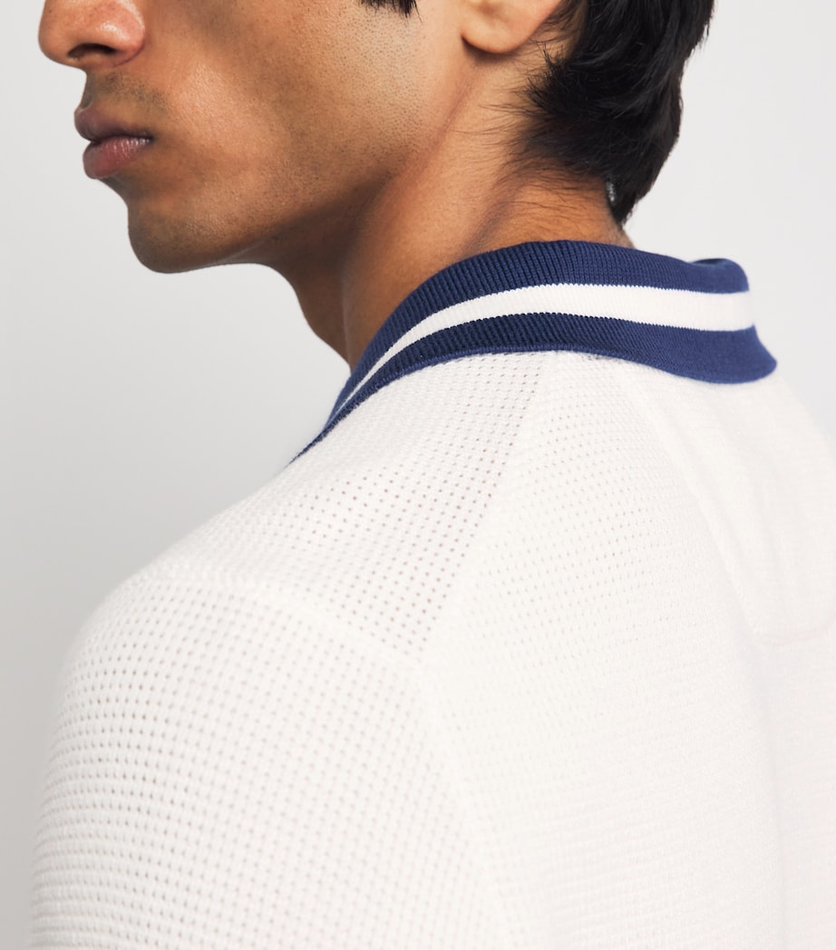 Polo Ralph Lauren Mens x Wimbledon Cotton Waffle-Knit Polo Shirt Classic Oxford White Image 3