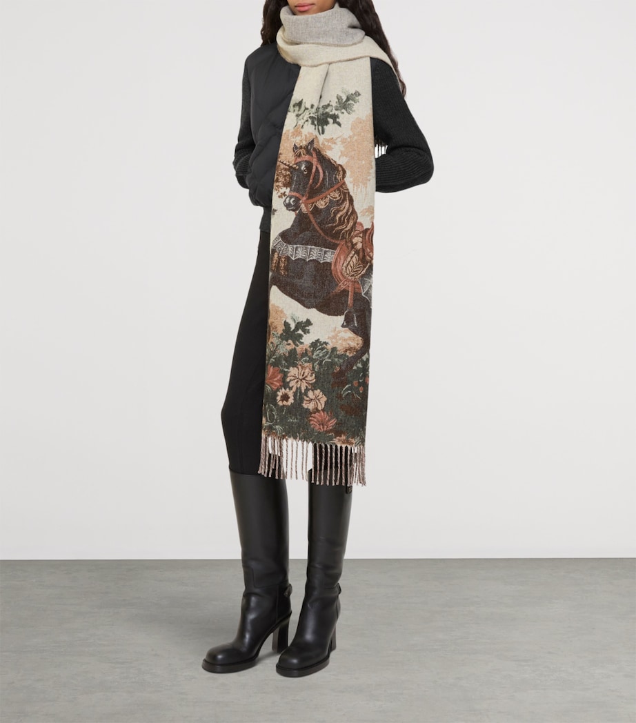 Cashmere Stallion Portrait Scarf CERAMIC WHITE Image 4