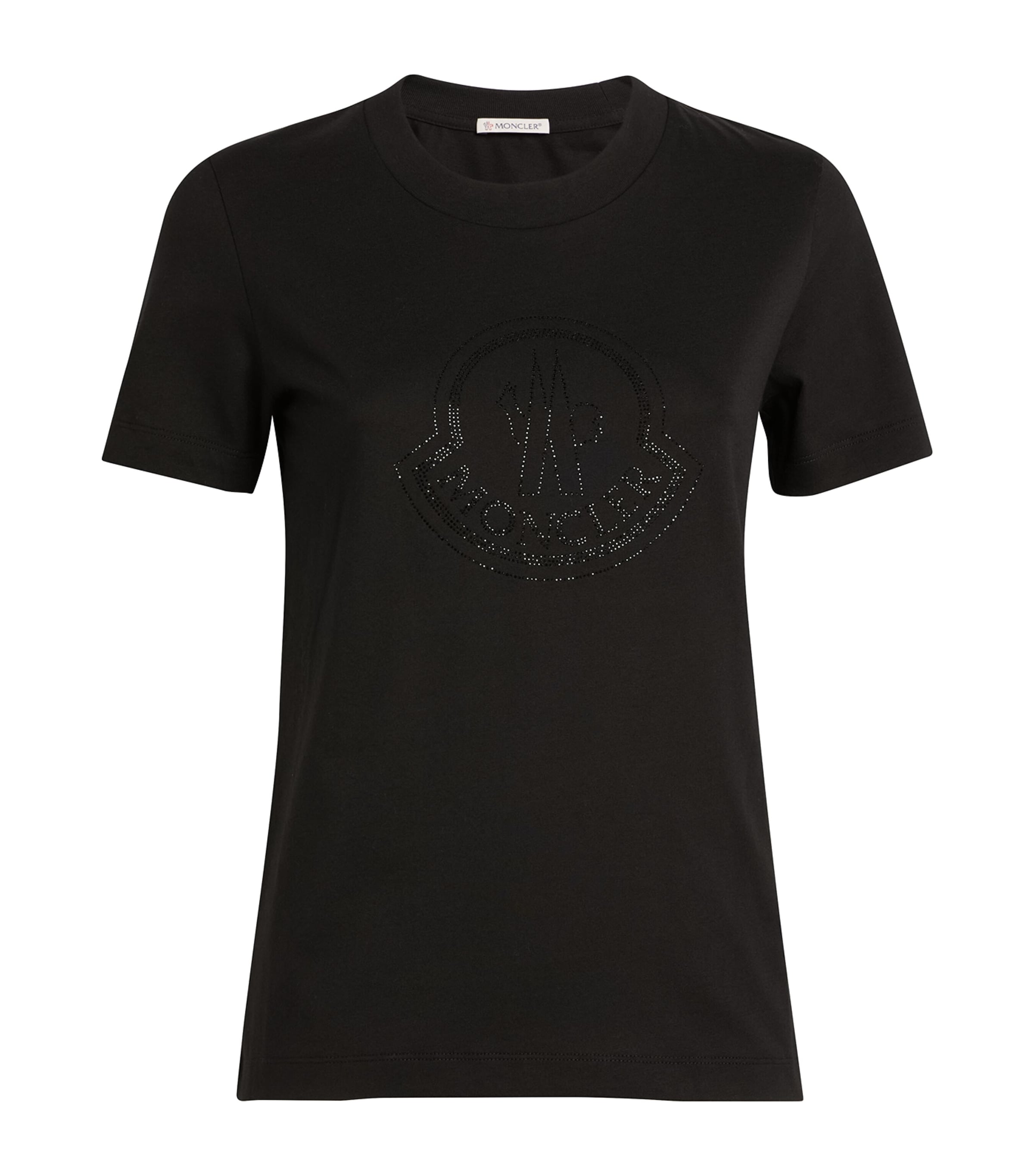 Shop Moncler Rhinestone Logo T-shirt In Black