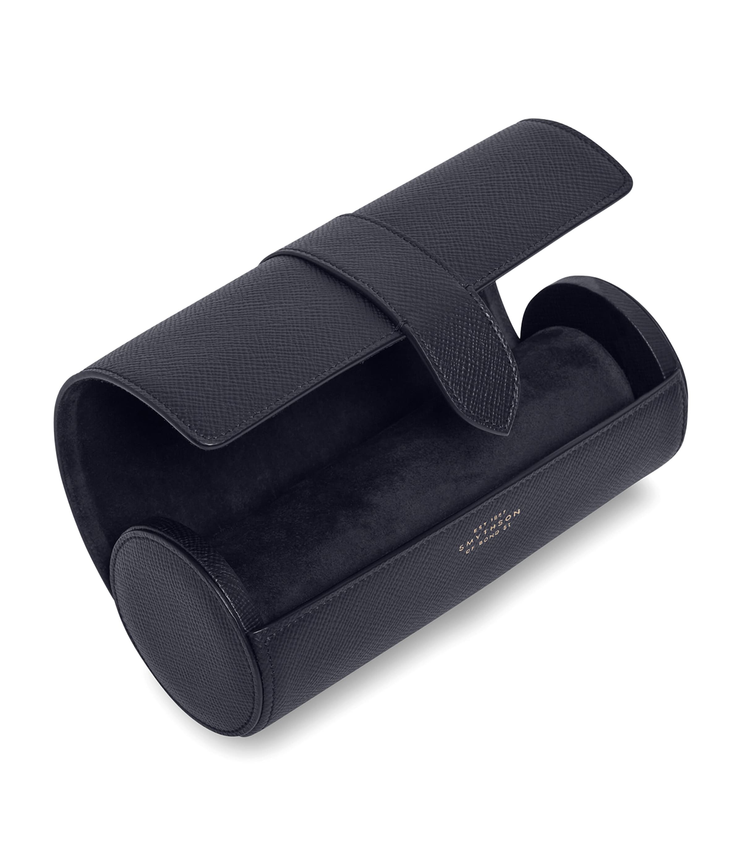 Smythson Panama Leather Watch Roll Navy Image 3