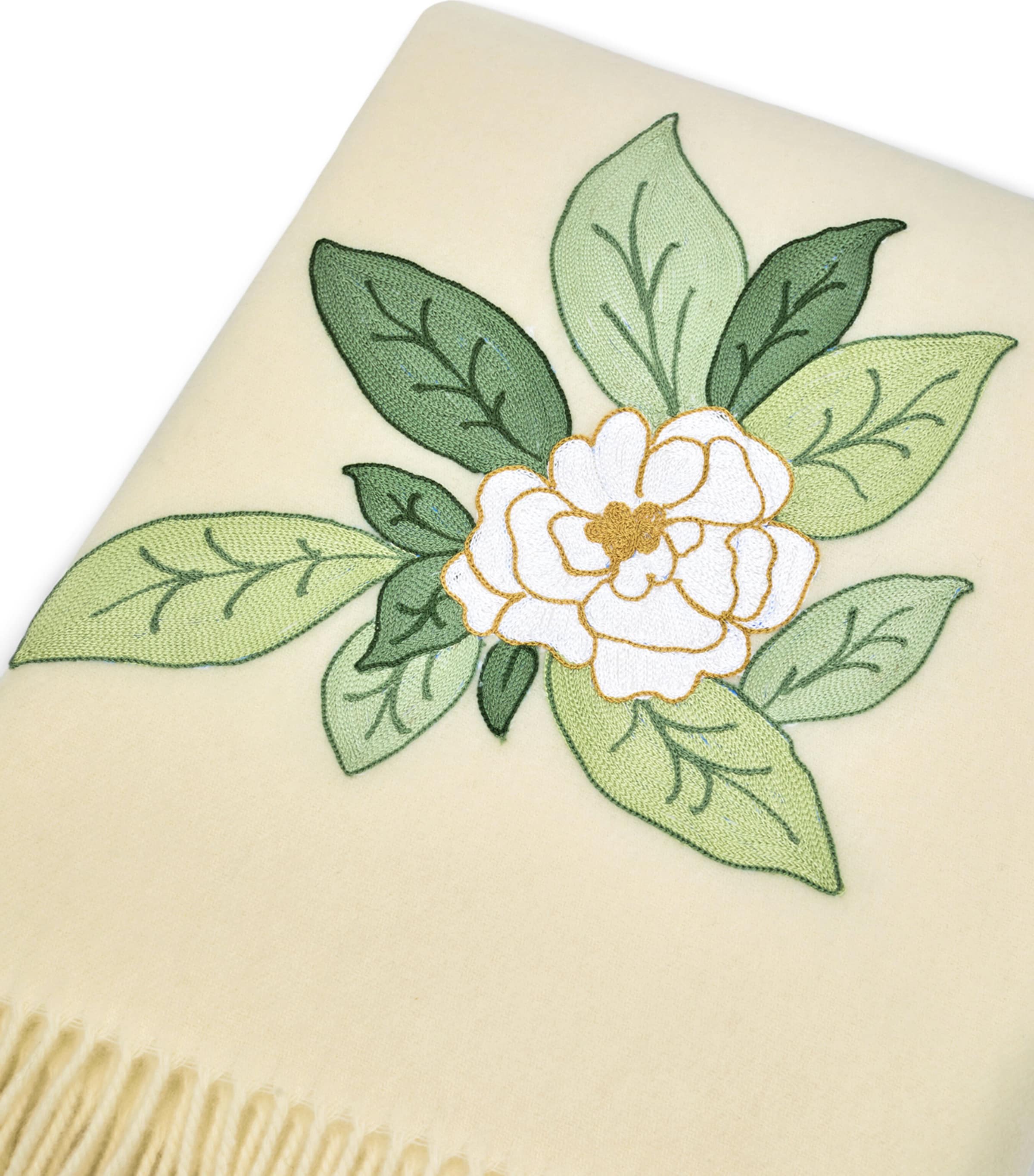 Virgin Wool Camelia Throw (132cm × 159cm) CREAM WOOL Image 3