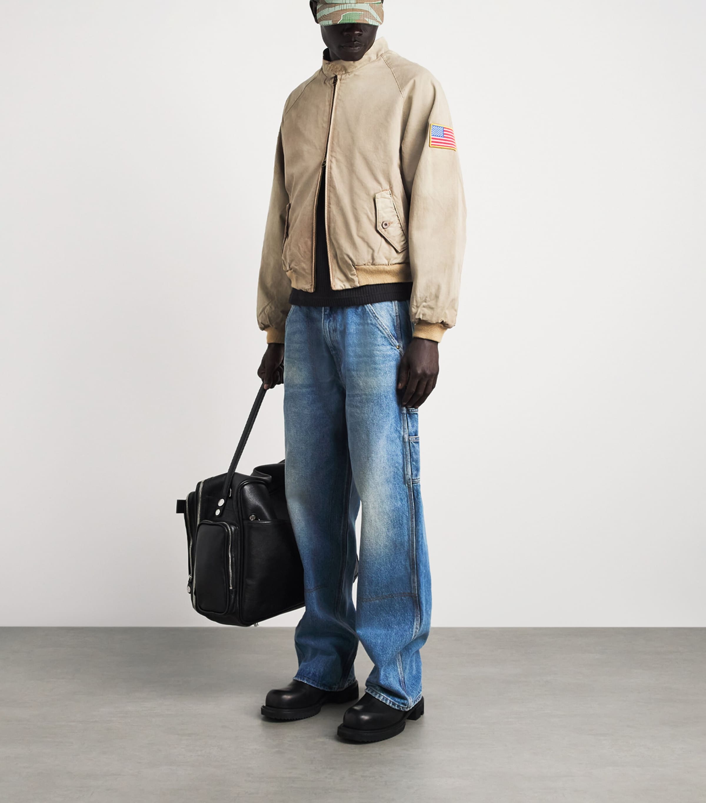 Cherry Los Angeles Mens Carpenter Wide-Leg Jeans Denim Image 2