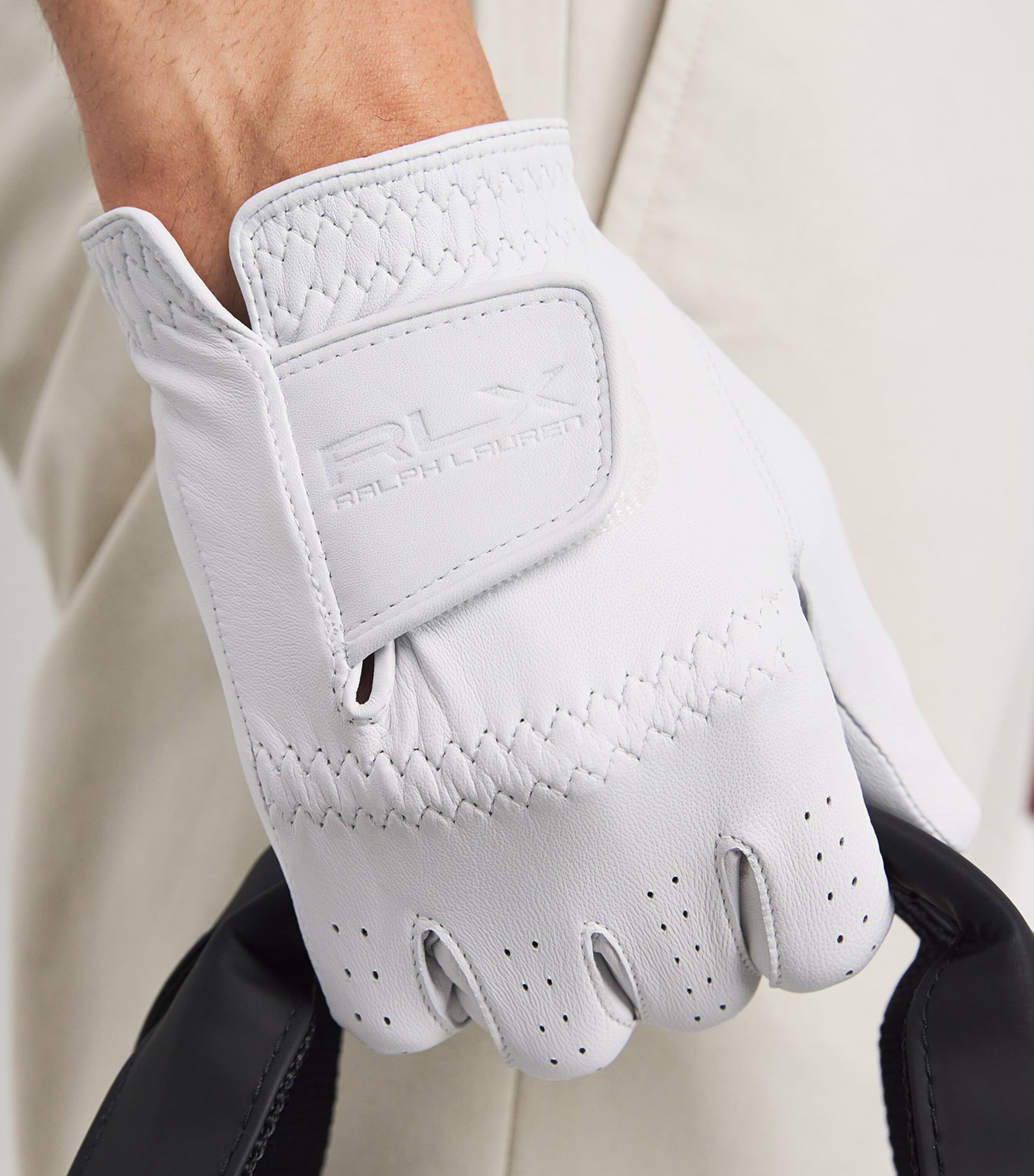 Leather Golfing Right Glove WHITE Image 2