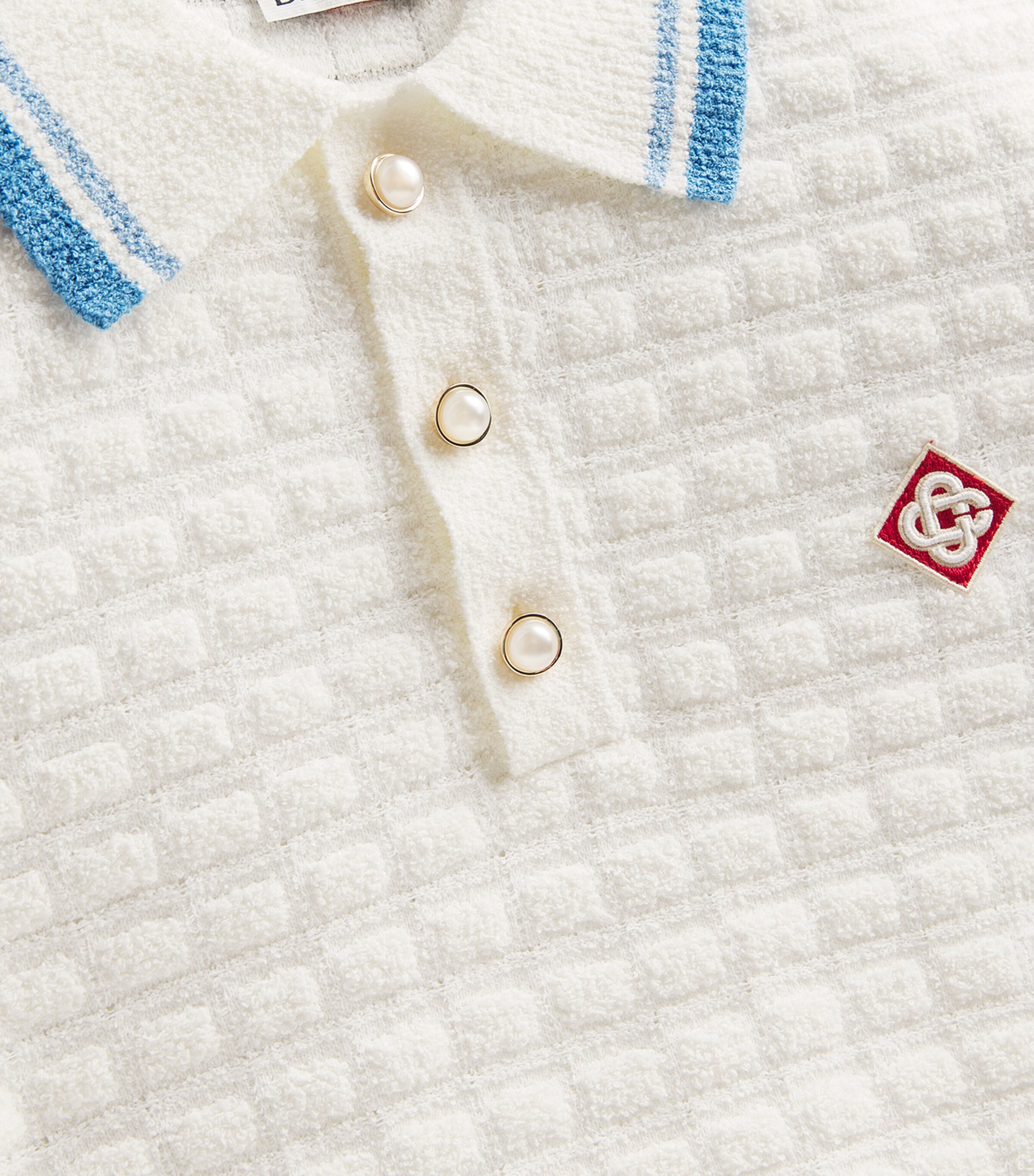 Cotton-Blend Bouclé Polo Shirt WHITE Image 5