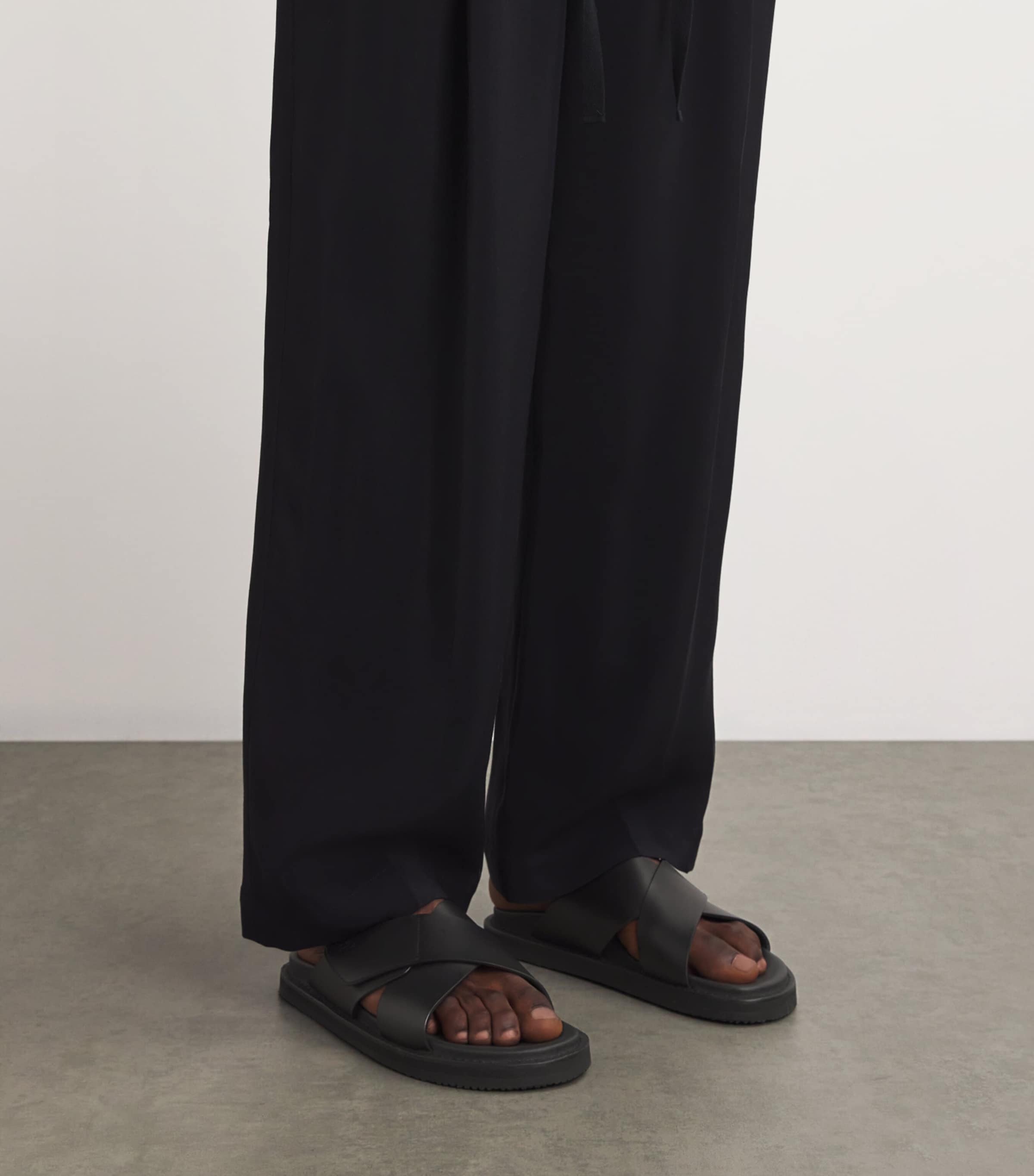 Leather Promenade Cross Sandals BLACK Image 2