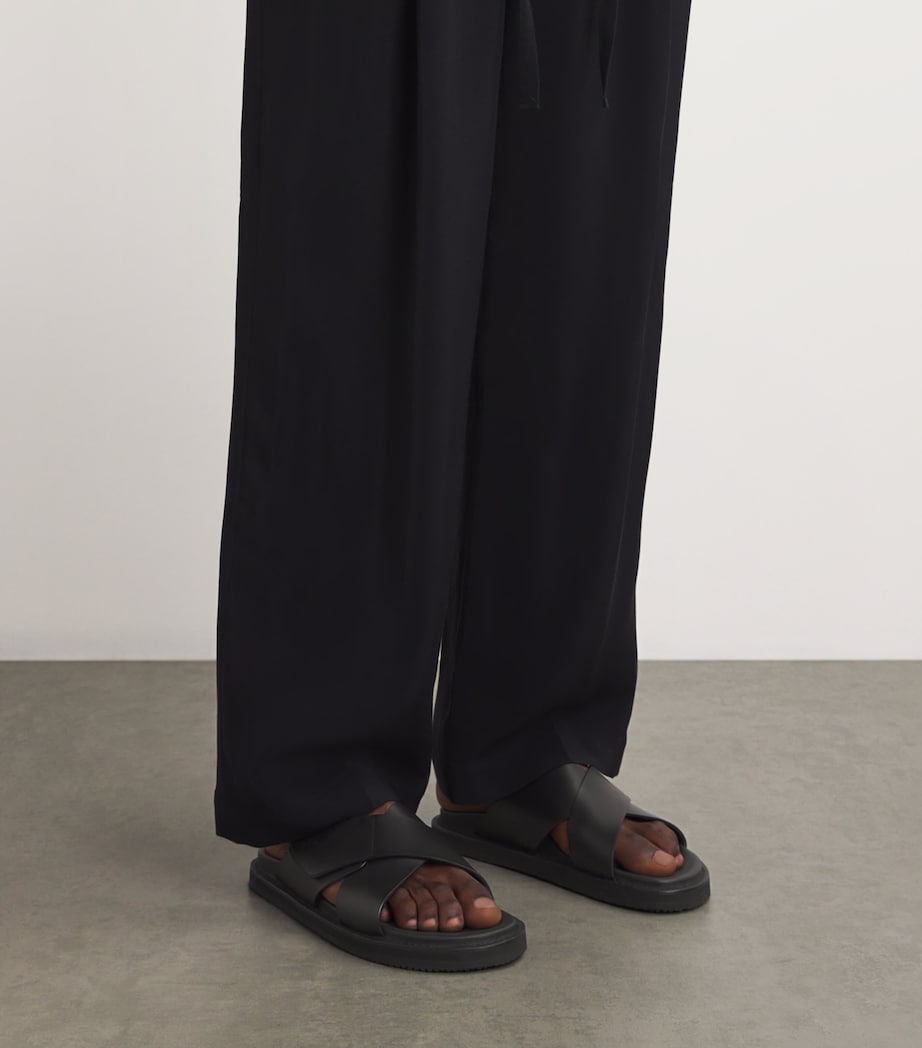 Leather Promenade Cross Sandals BLACK Image 2