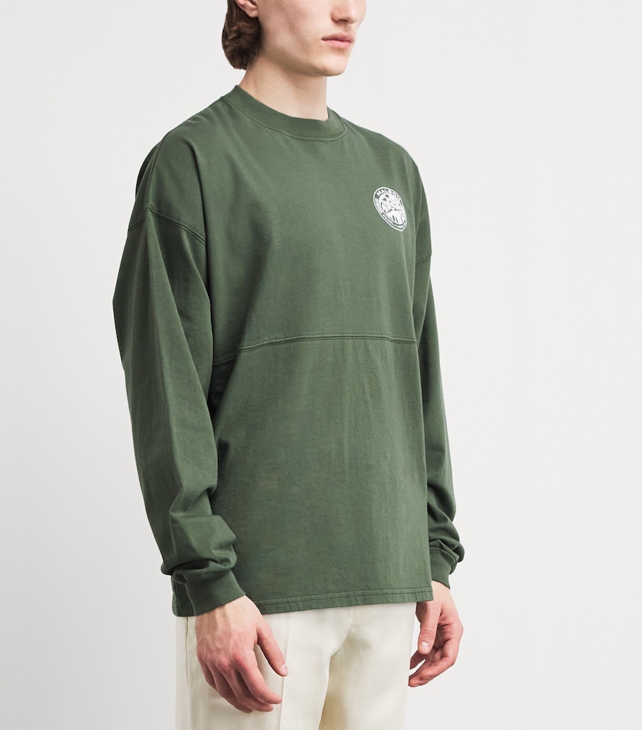 Malbon Mens Cotton Horizon Long-Sleeve T-Shirt Olivine Image 4
