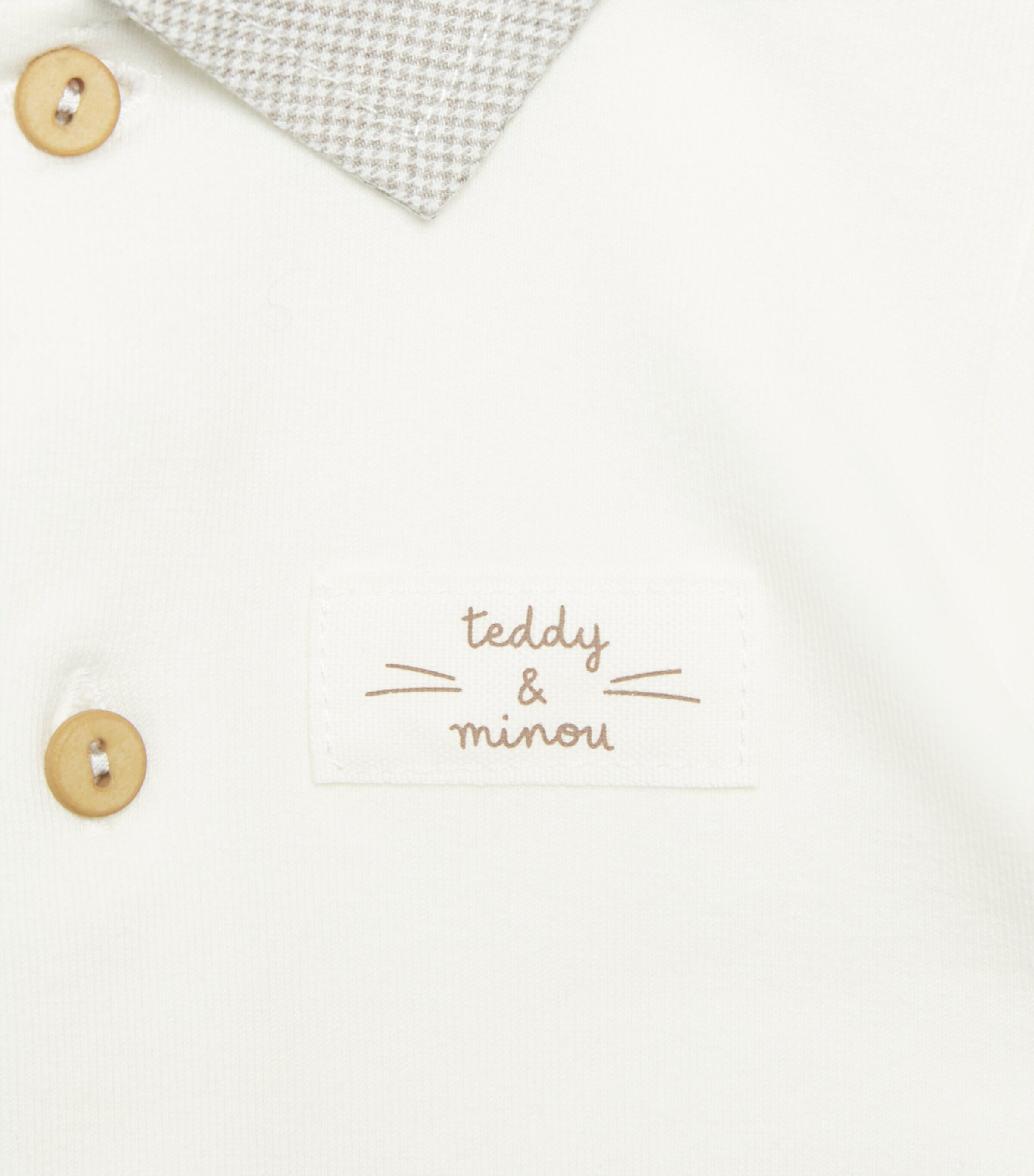 Teddy & Minou Cotton All-in-One and Bib Set (0-12 Months) Milk Image 3