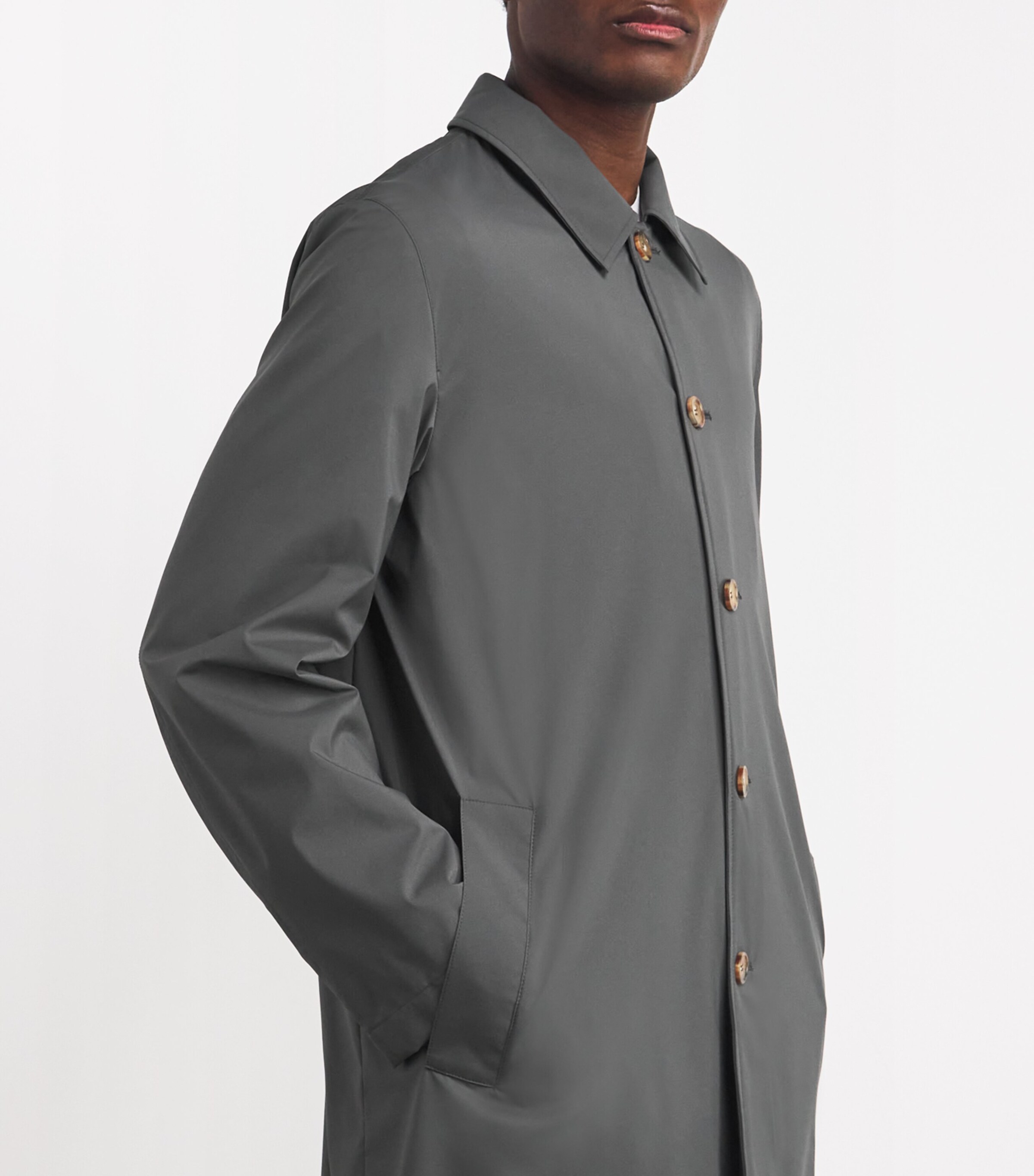 Mid-Length Raincoat 11058- GREY Image 4