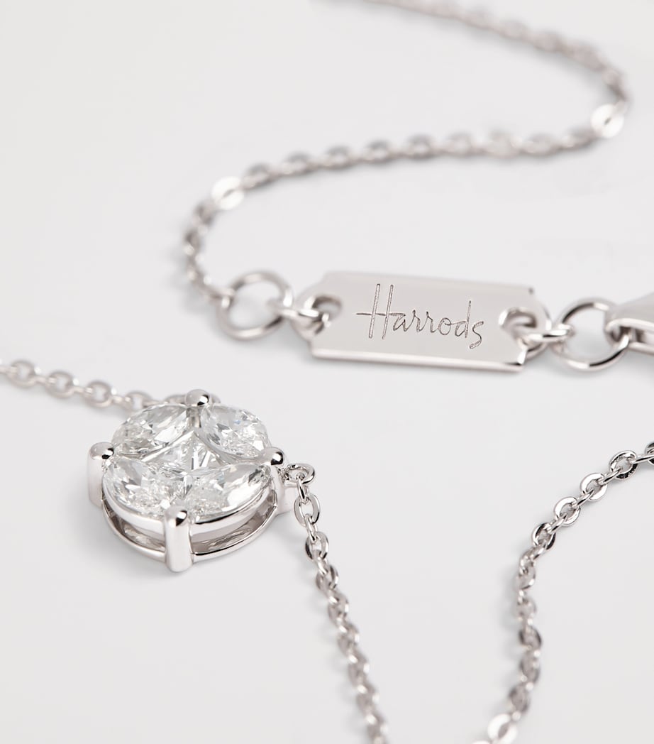 White Gold and Diamond Round Illusion Necklace (0.90ct) WHITE GOLD Image 5