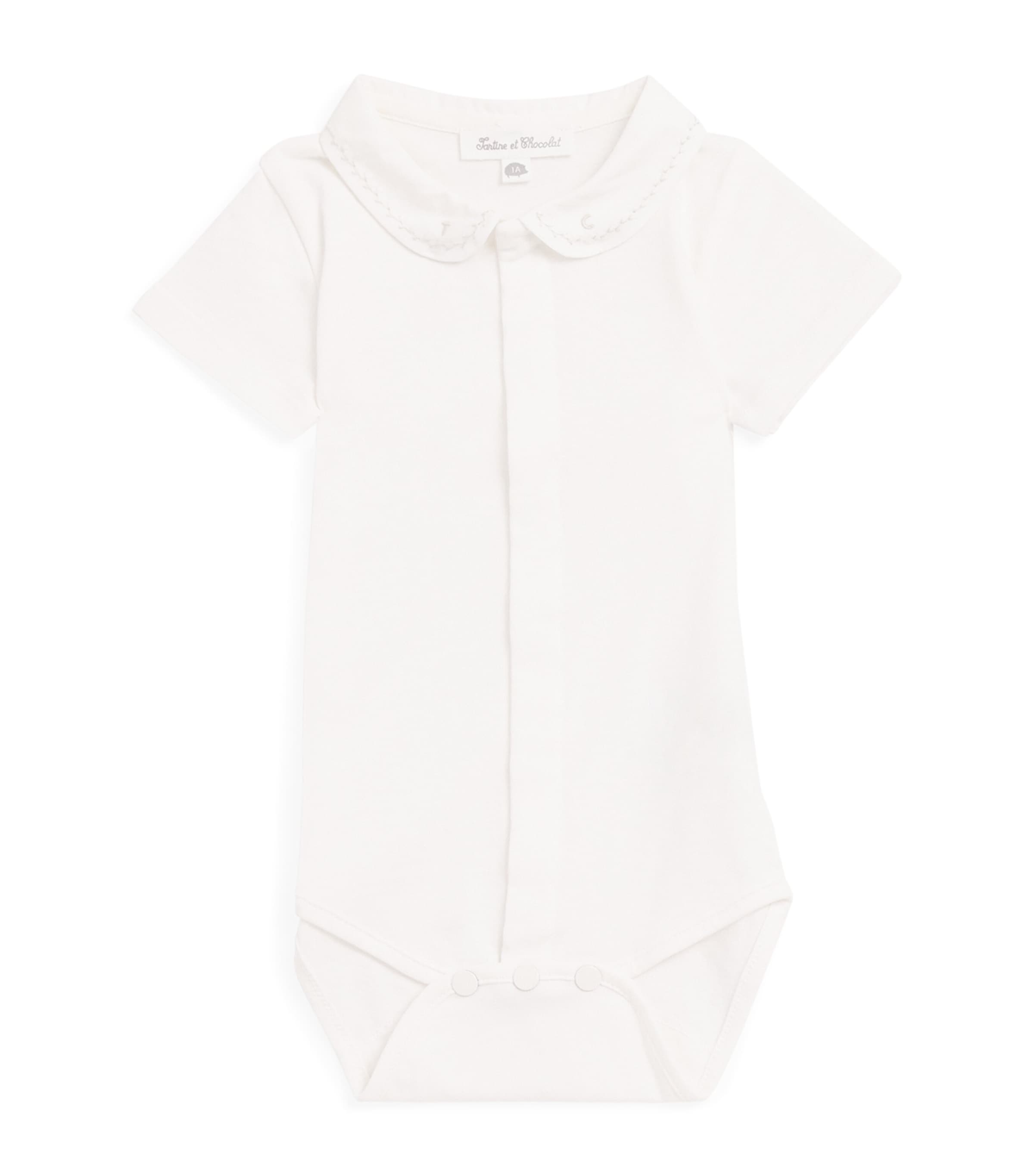 Tartine et Chocolat Cotton Peter Pan Collar Bodysuit (1-9 Months) Foncé Image 1