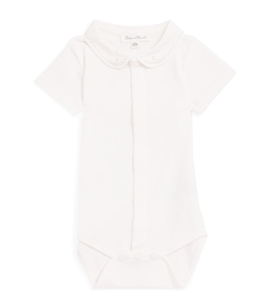 Tartine et Chocolat Cotton Peter Pan Collar Bodysuit (1-9 Months) Foncé Image 1