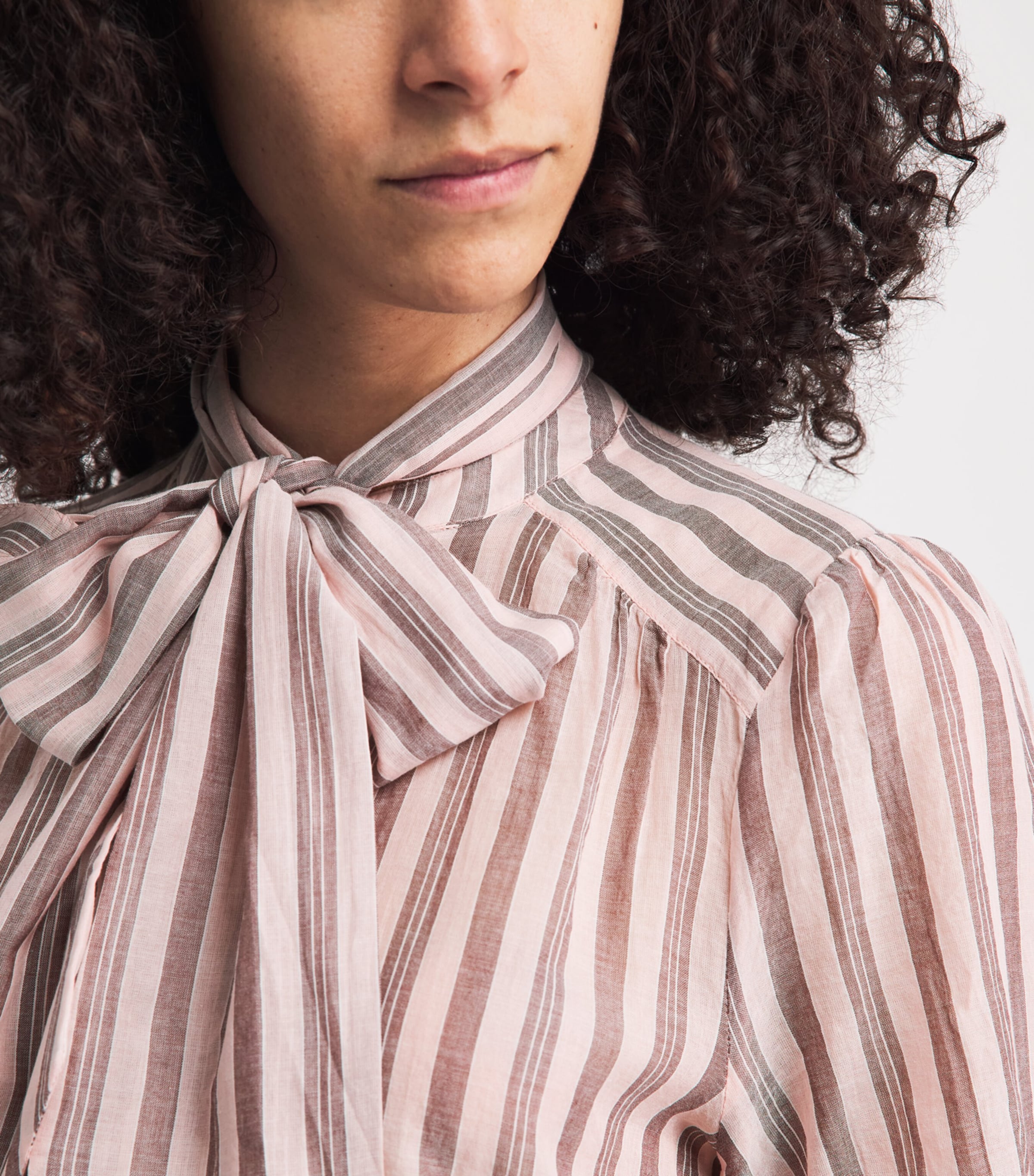 ME+EM Womens Cotton Voile Pussybow Blouse Pink Multi Image 3