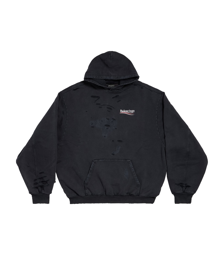 Balenciaga Mens Distressed Political Campaign Hoodie Image 1