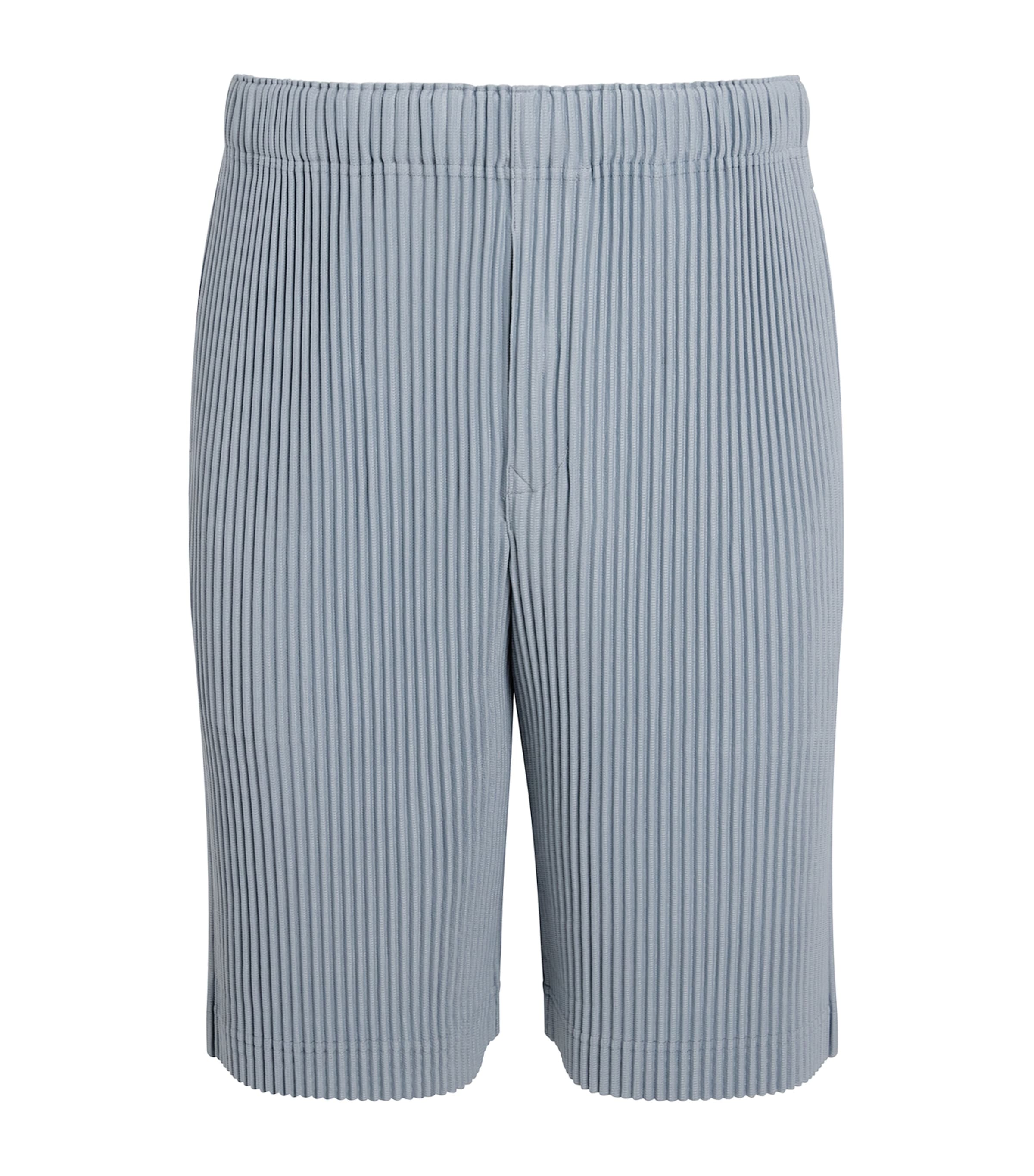 Issey Miyake Ns Gray Blue Pleats Regular-fit Knitted Shorts
