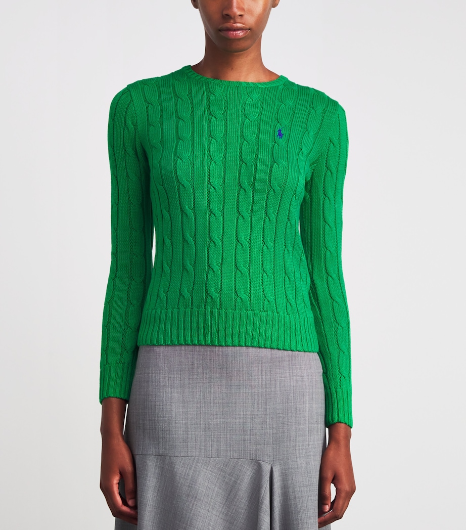 Cotton Cable-Knit Julianna Sweater PREPPY GREEN Image 3
