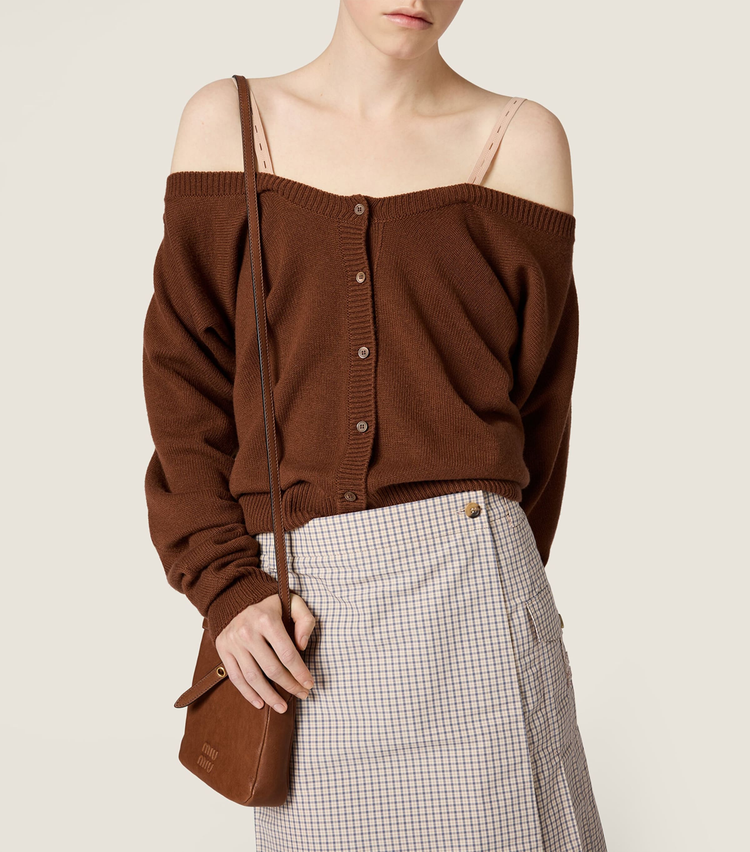 Miu Miu Womens Cashmere Cropped Cardigan Image 4