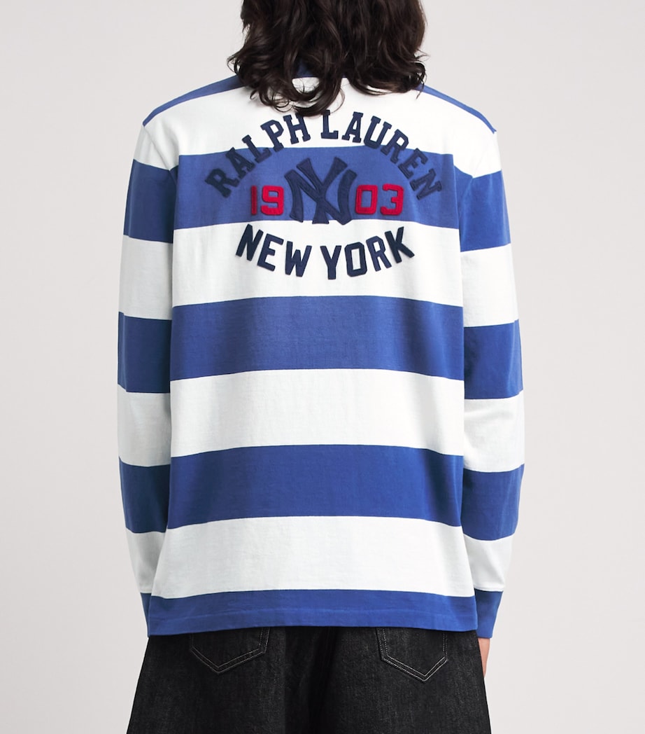 Polo Ralph Lauren Mens x Yankees Cotton Stripe Rugby Polo Shirt Annpls Blu/dkwsh Wht Image 5