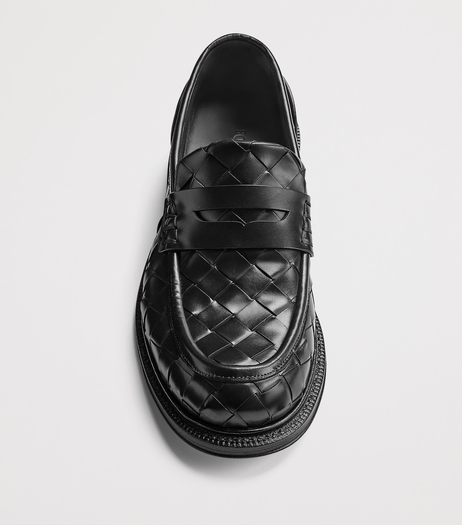 Leather Intreccio Penny Loafers 1000 Image 3