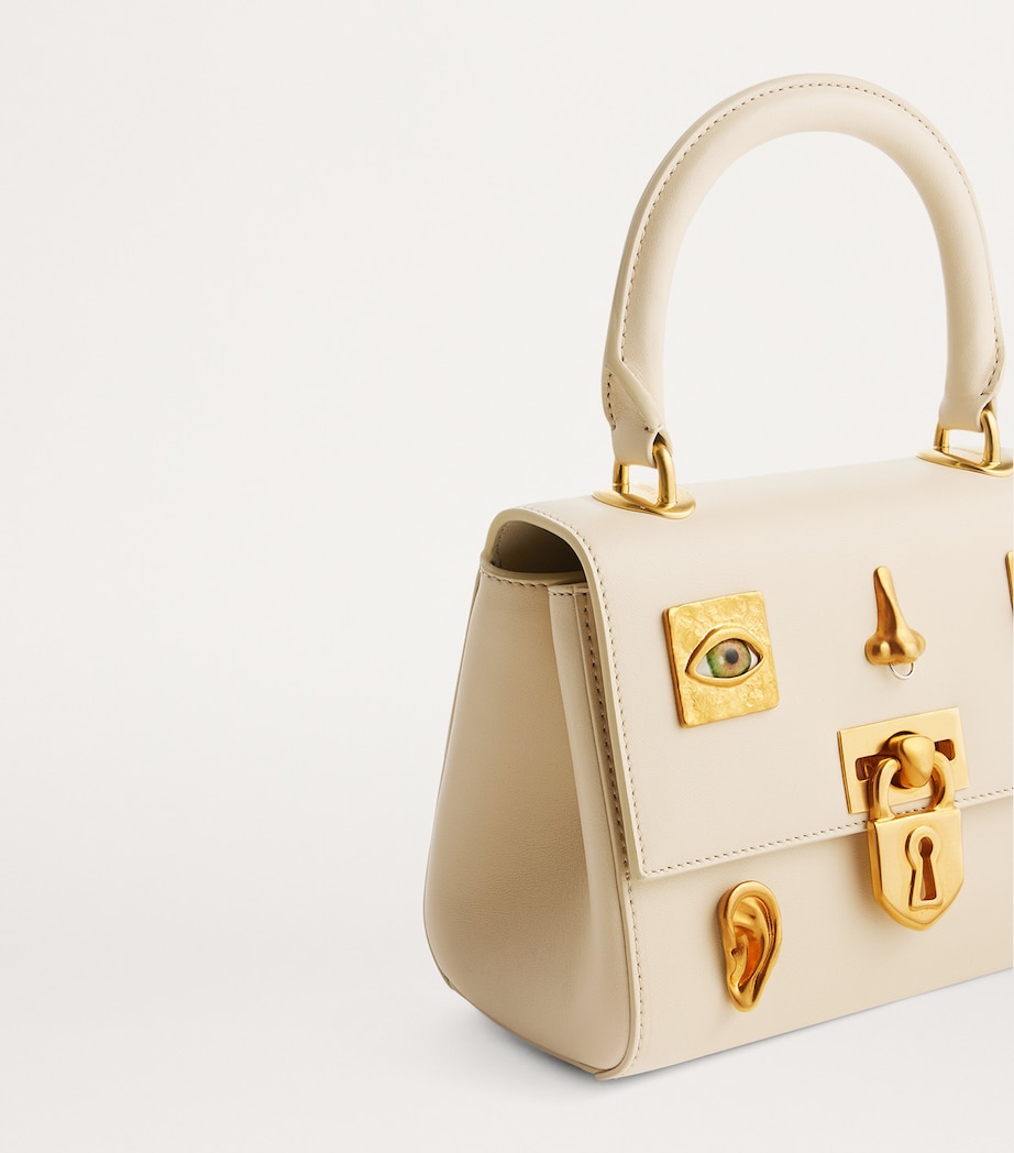 Leather Mini Bijoux Secret Top-Handle Bag 107ECRU Image 5