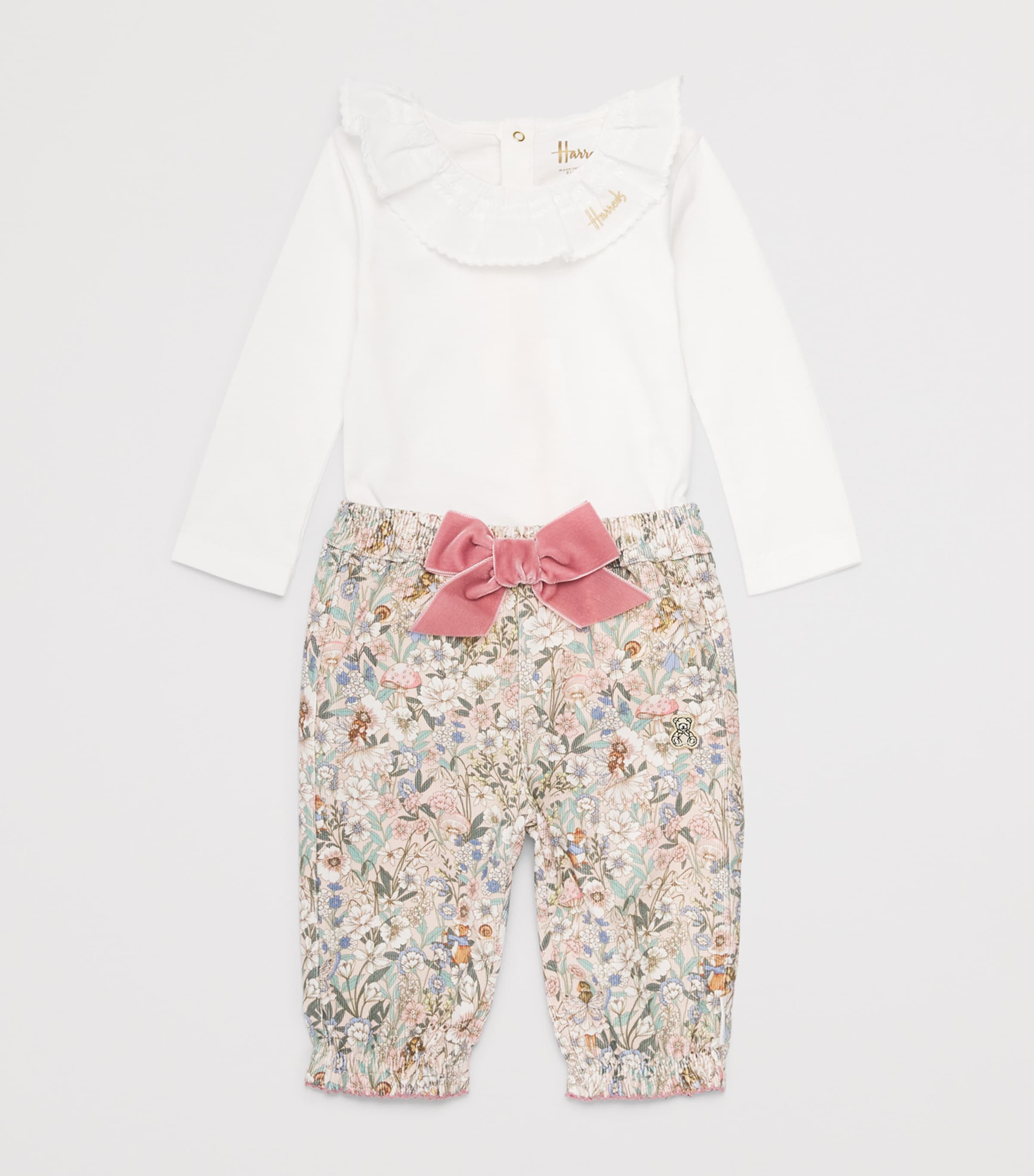 Harrods Floral Print Trousers (0-18 Months) Pink Image 3