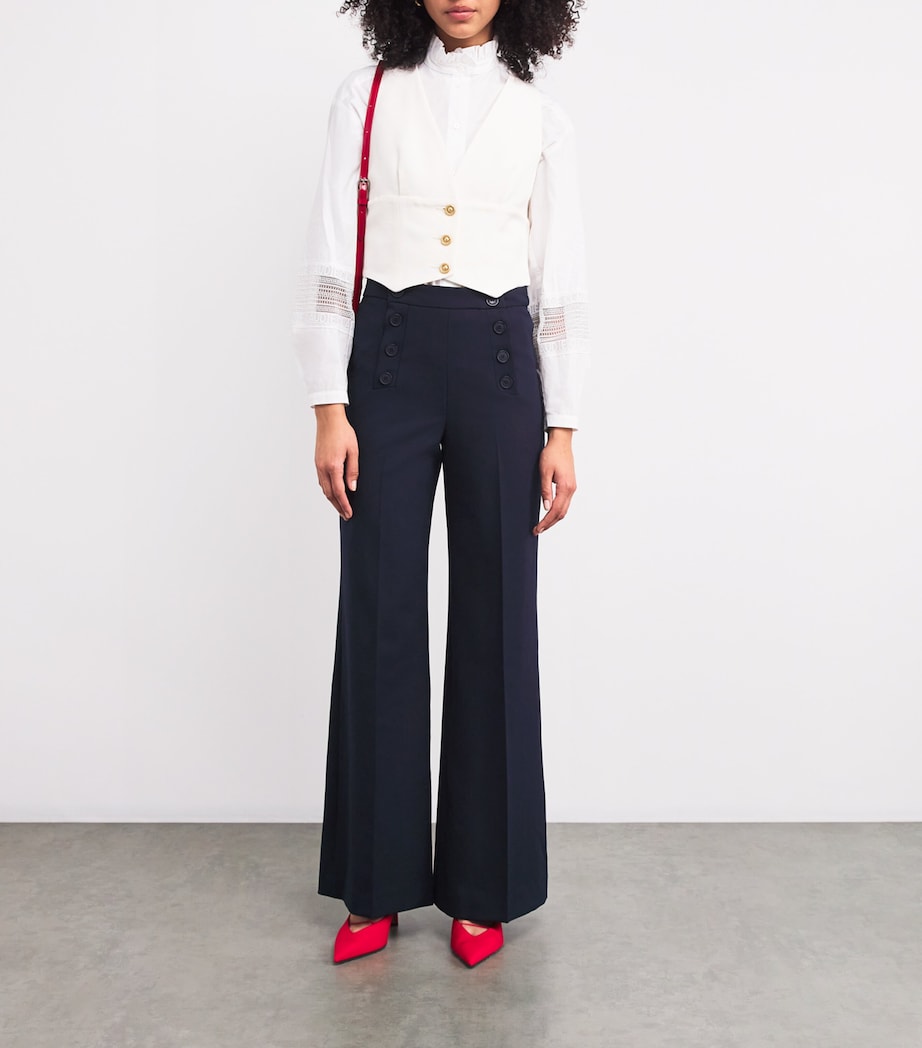 Button-Front Straight Trousers NAVY Image 2