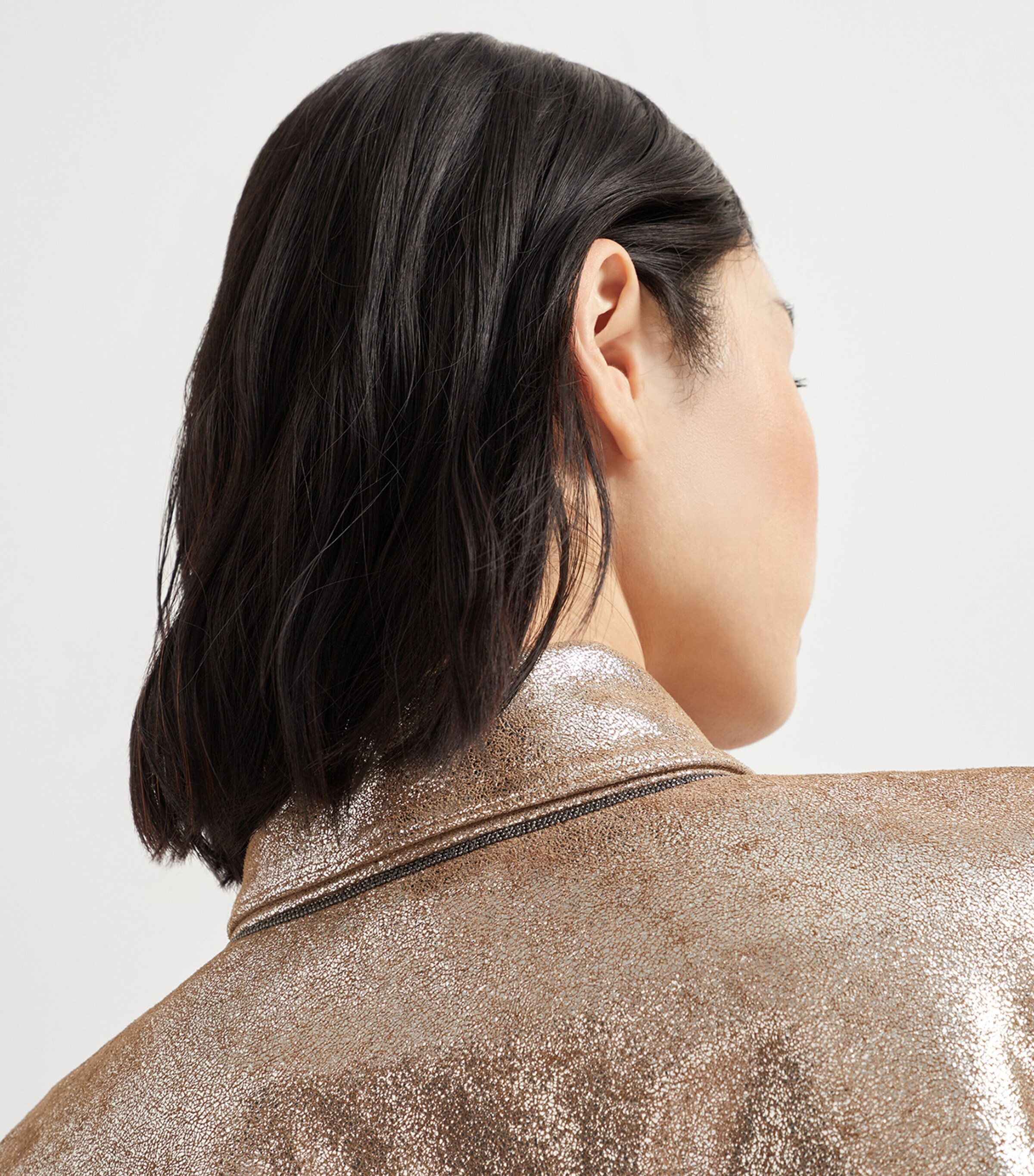 Lamé Nappa Leather Monili-Trim Shirt C9048 Image 7