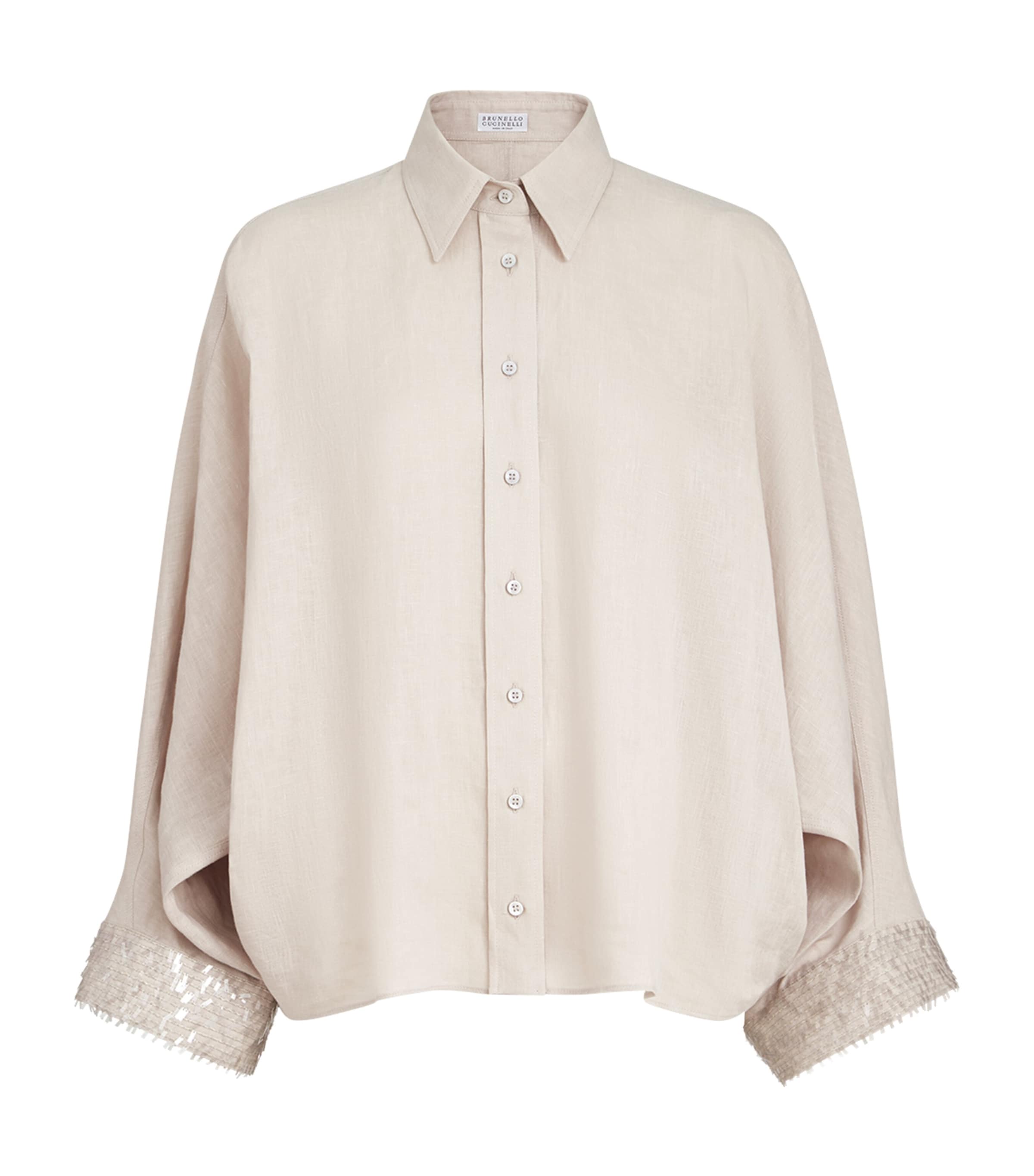 Brunello Cucinelli Womens Linen Embellished Shirt Image 1
