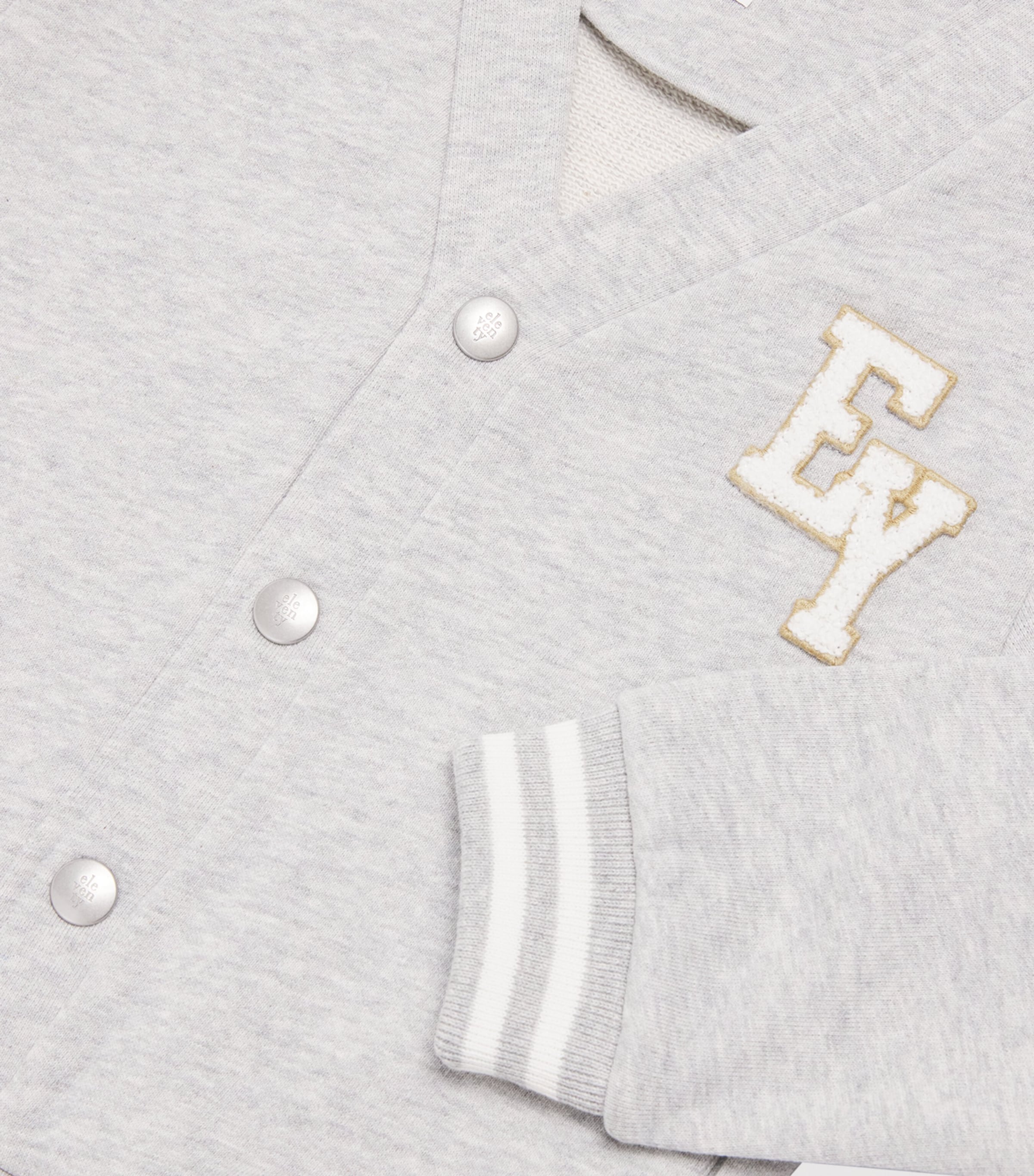 Eleventy Kids Cotton Logo Bomber Jacket (4 Years) Gri Mel/avorio Image 3