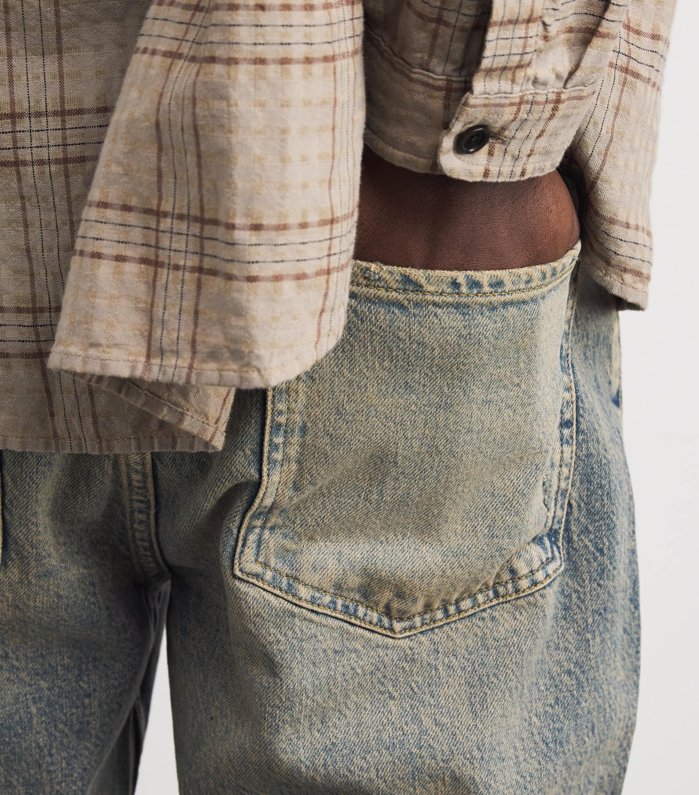 Bleached Straight Jeans BLUE CREAM Image 6