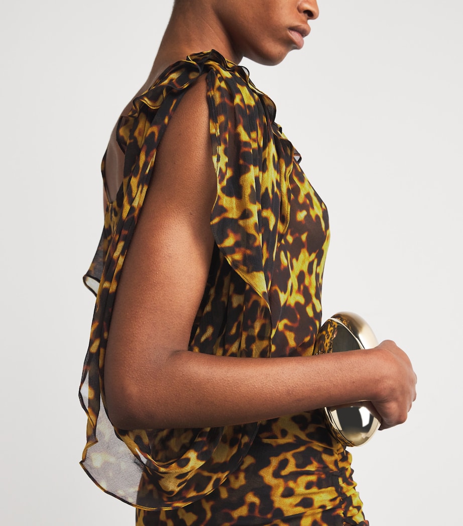 Silk Sheer Draped Blouse TORTOISESHELL Image 6