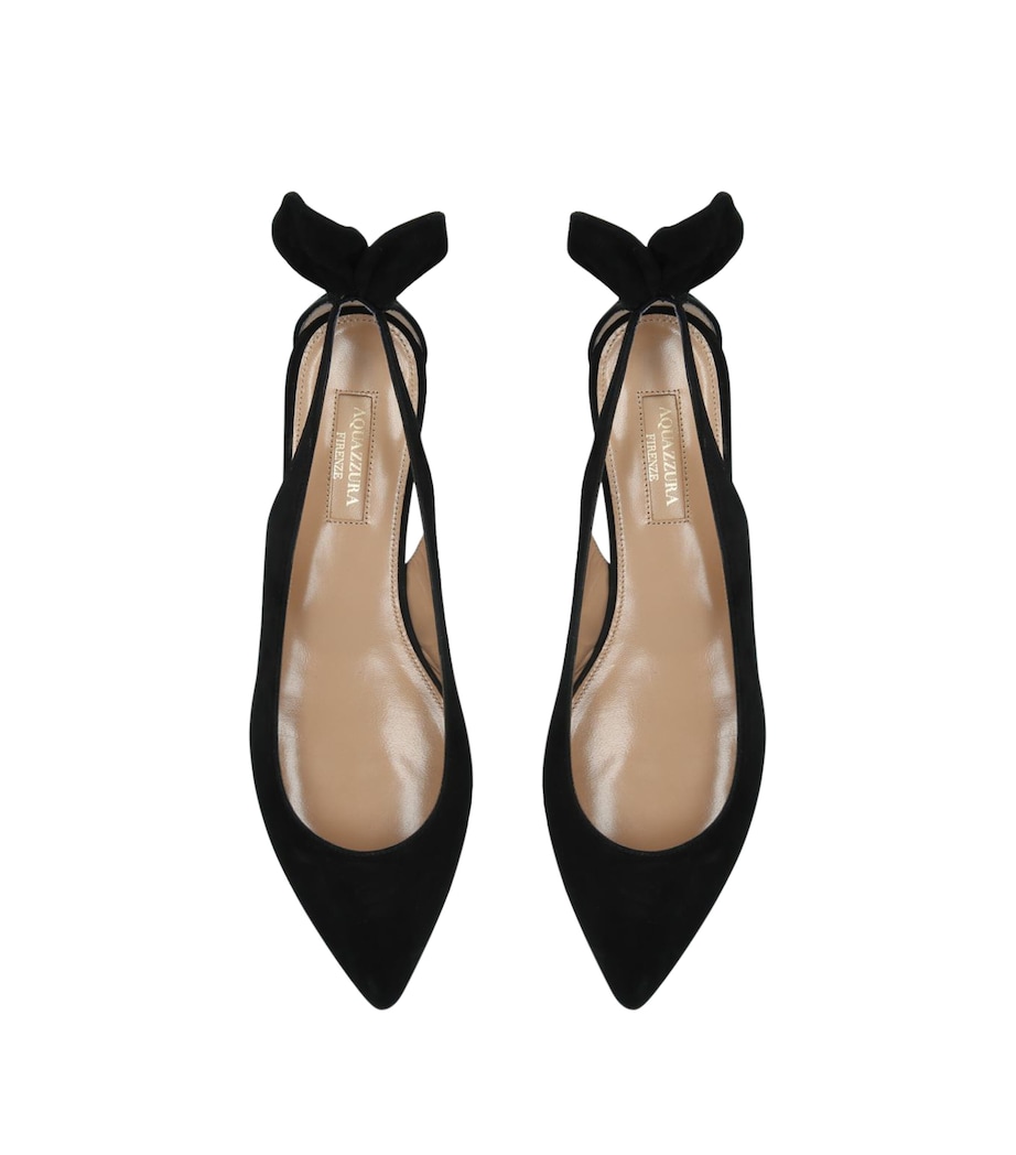 Suede Bow Tie Ballet Flats BLACK Image 5
