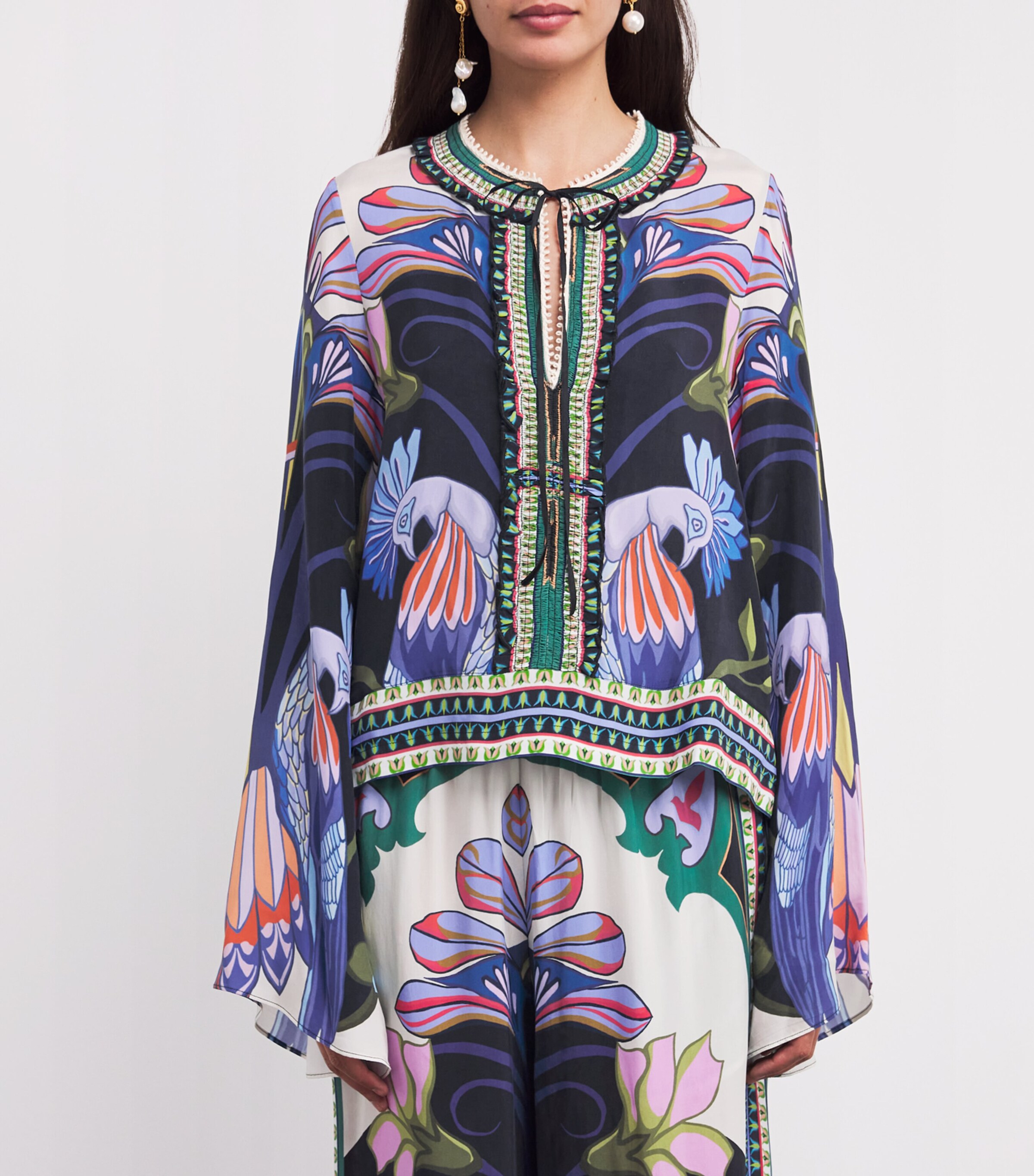 LUG VON SIGA Womens Printed Tess Blouse Black Multicolor Image 3