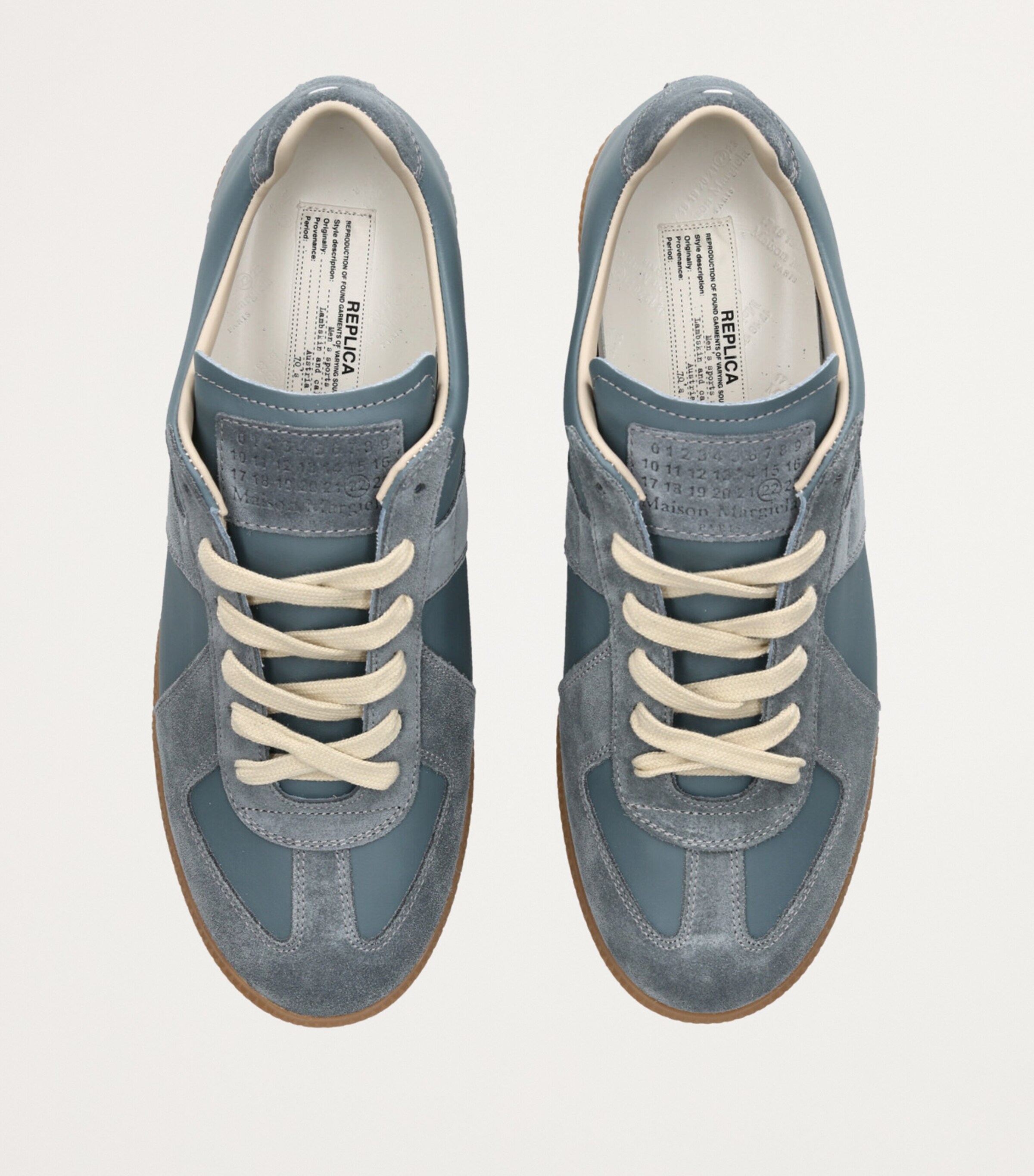 Maison Margiela Mens Leather-Suede Replica Sneakers Pale Blue Image 5