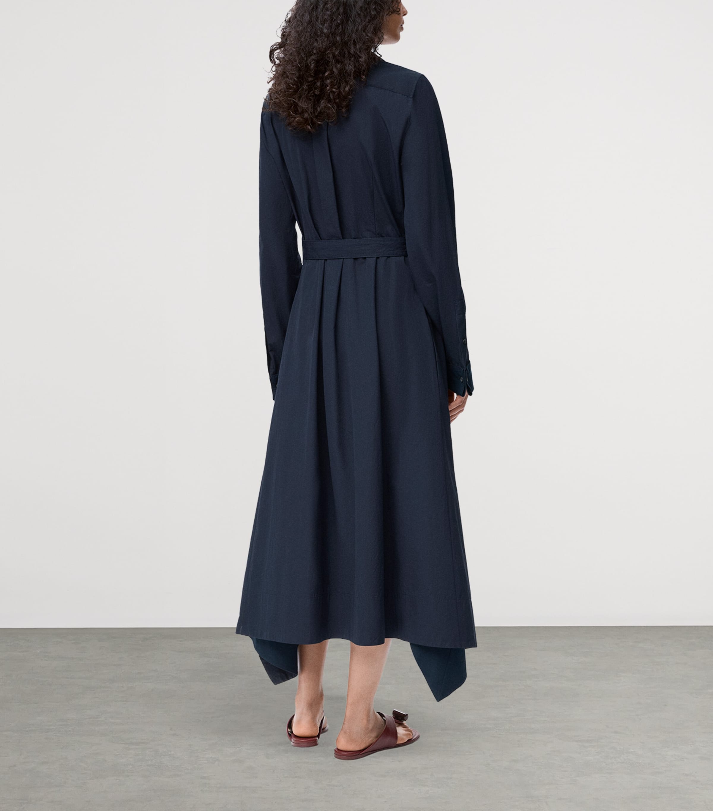 LOEWE Womens Cotton-Blend Asymmetric Midi Dress Navy Blue Image 3
