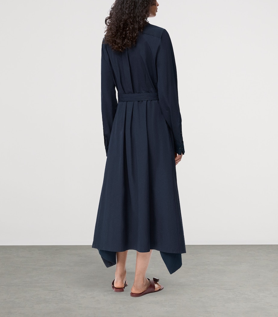 LOEWE Womens Cotton-Blend Asymmetric Midi Dress Navy Blue Image 3