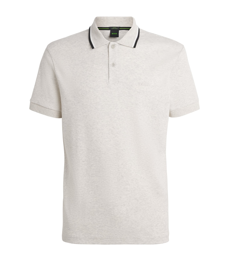 BOSS Mens Cotton Paddy Polo Shirt Silver Image 1