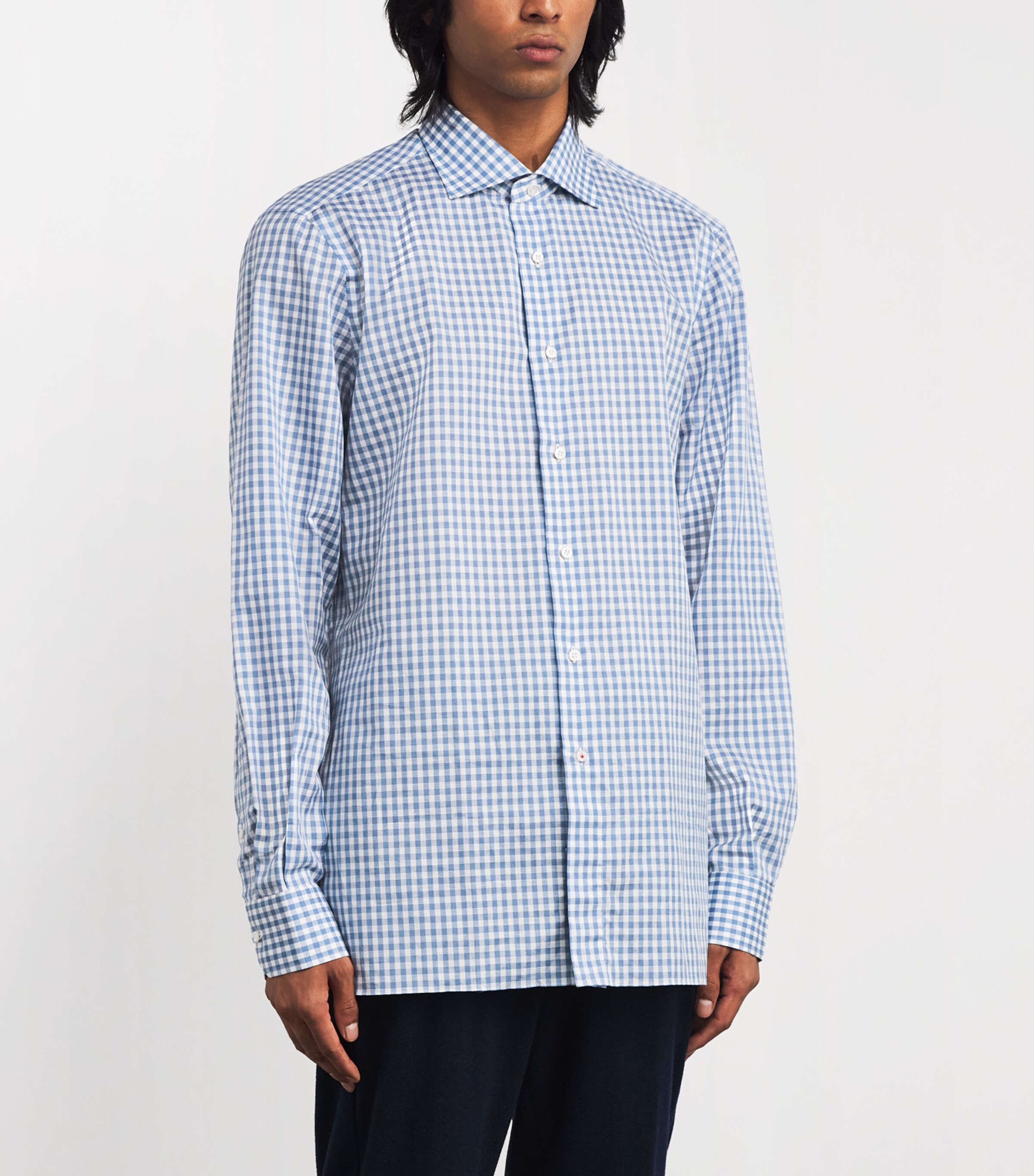 Isaia Mens Cotton-Linen Check Shirt Image 3