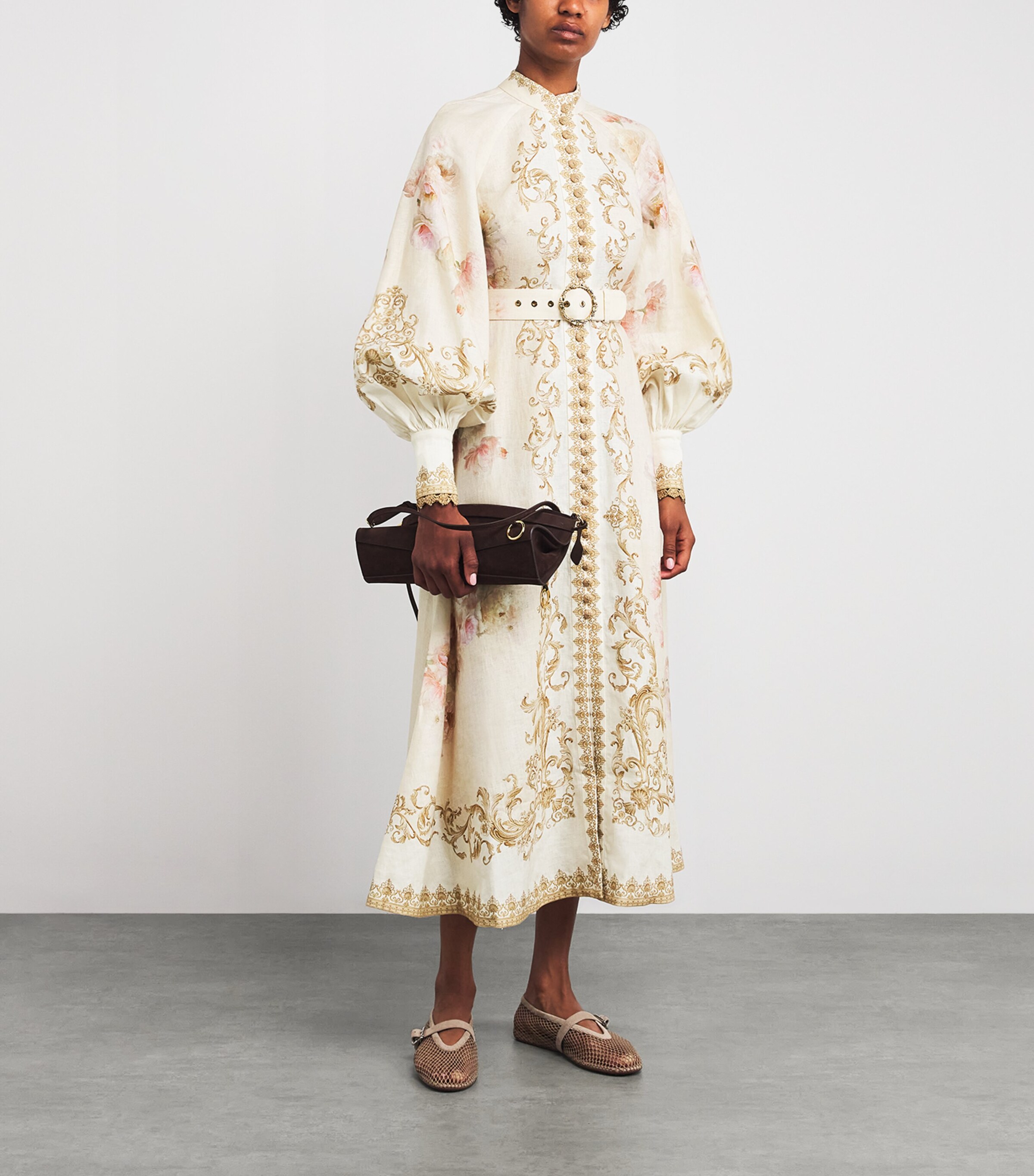 Linen Hypnotic Midi Dress CREAM PEONY Image 2