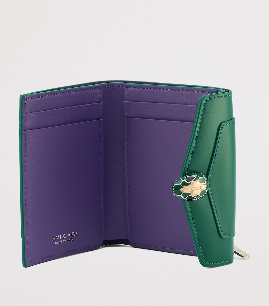 Leather Serpenti Forever Slim Compact Wallet GREEN Image 2